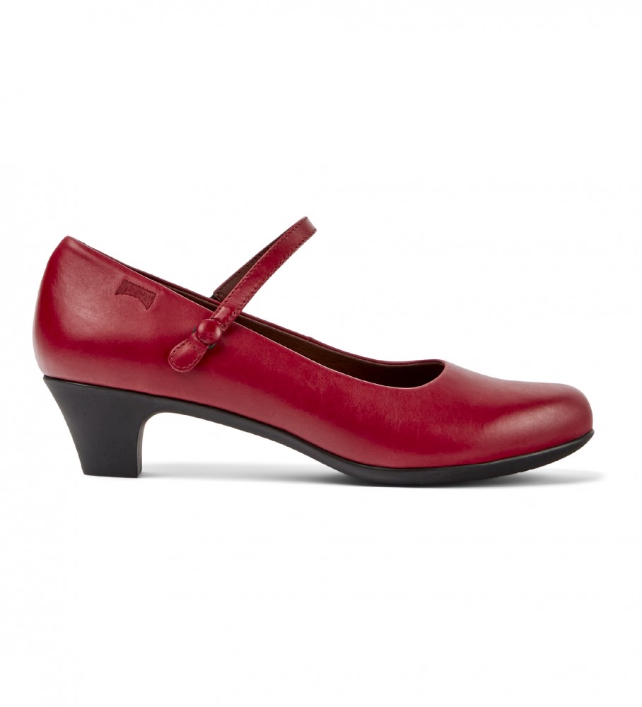 Campervoor vrouwen. 20202-093 Leren schoenen Helena laag rood (37), Leer, 3 tot 5 cm, Gesp, Casual