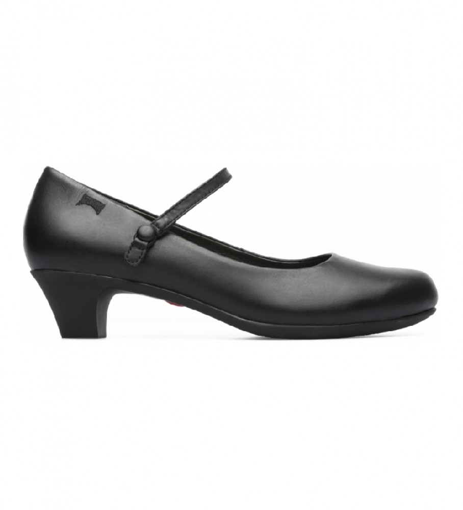 Campervoor vrouwen. 20202-088 Helena zwart lederen lage schoen -Hoogte hak: 4,5cm (36), Leer, 3 tot 5 cm, Gesp, Casual
