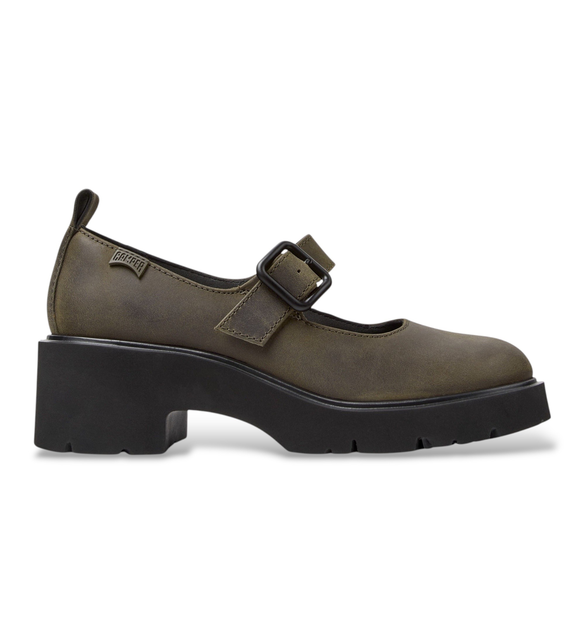 Camper für Damen. K201681-010 Mokassins aus Leder Milah grün (39), 5 bis 8 cm, Schnalle, Lässig