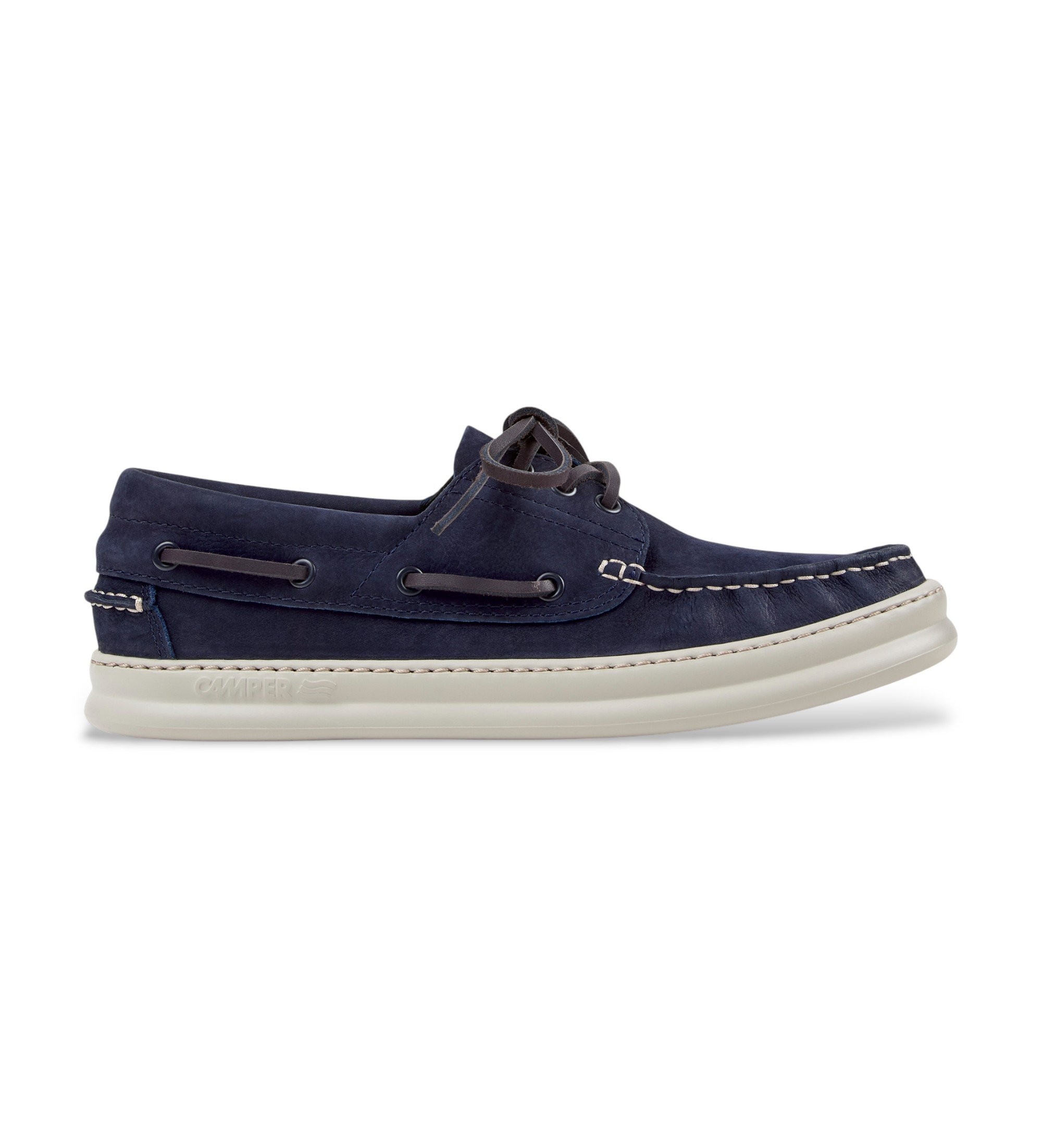 Campervoor mannen. K101073-006 Leren mocassins Runner Four navy (44), Leer, Plat, Veters, Casual, Marineblauw