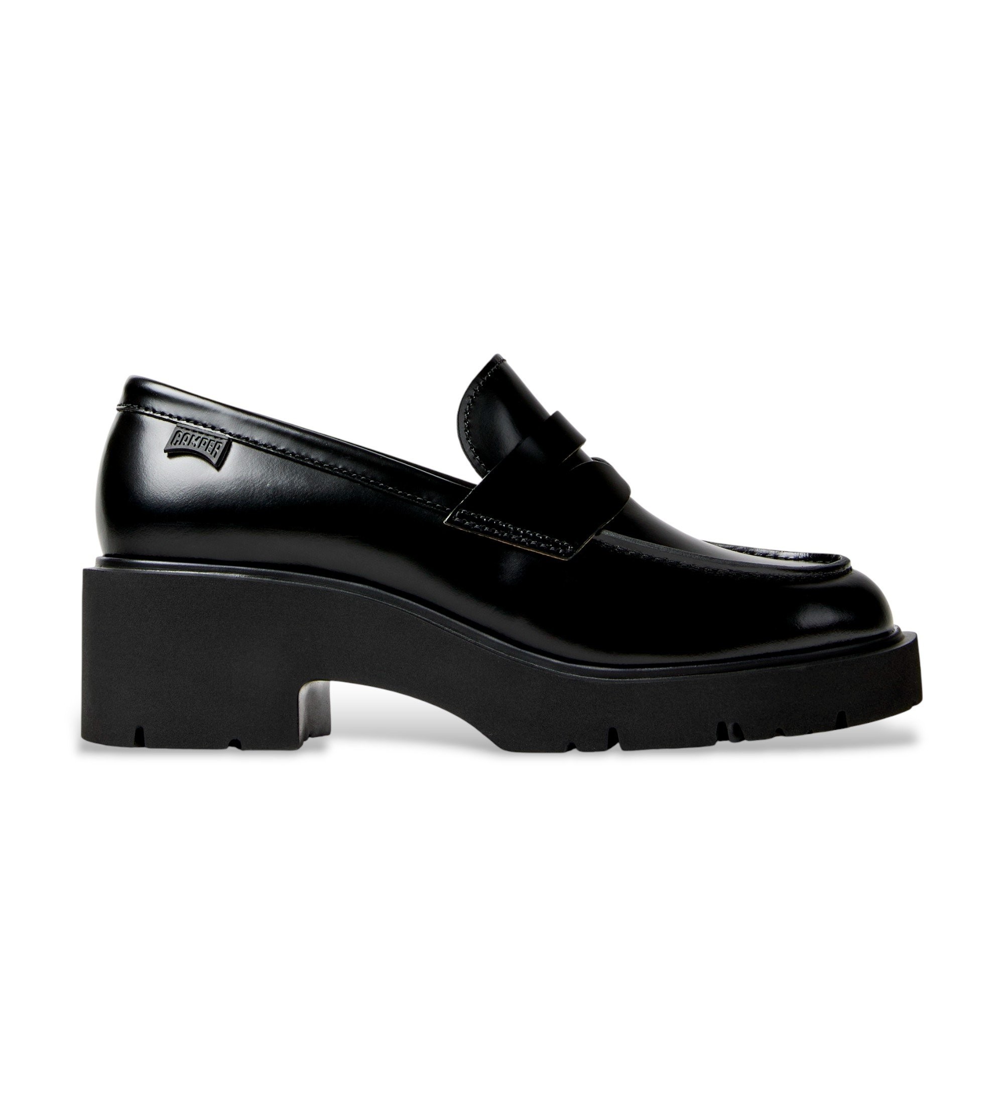 Camper für Damen. K201425-002 Milah Leder Mokassins schwarz (39), 3 bis 5 cm, Keine, Lässig, Party, Klassisch