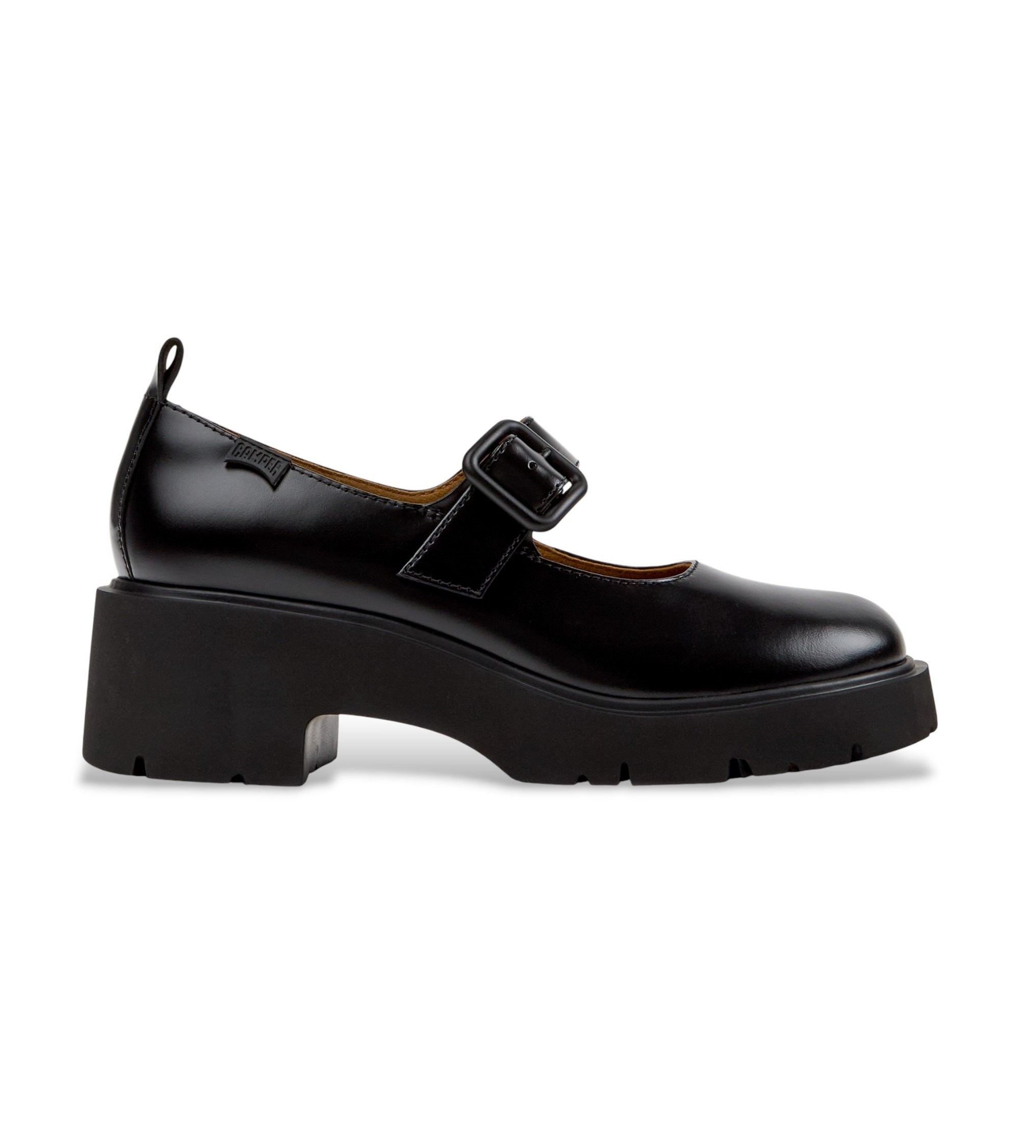 Camper für Damen. K201681-001 Milah Leder Ballerinas schwarz (36), 3 bis 5 cm, Schnalle, Lässig, Klassisch