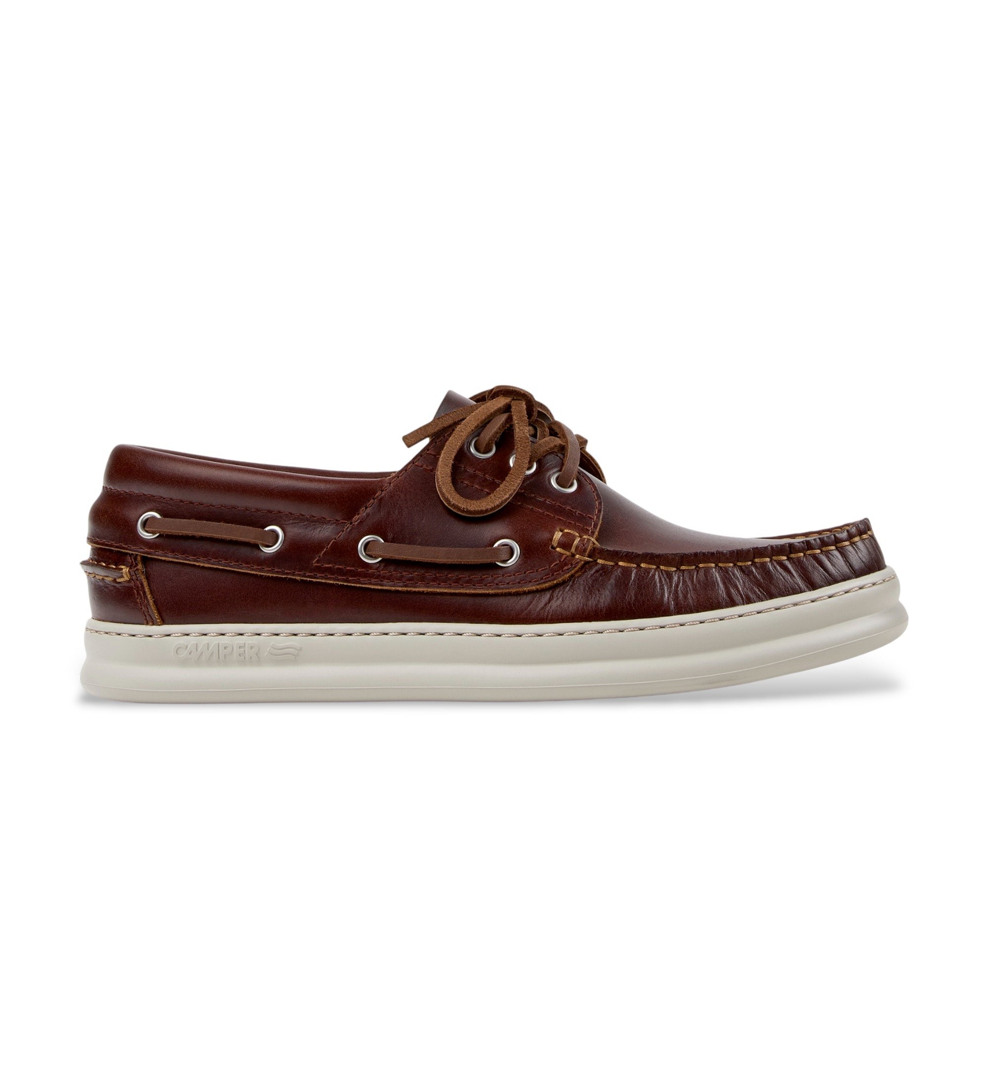 Campervoor mannen. K101073-003 Leren mocassins Runner Four bruin (45), Leer, Plat, Veters, Casual
