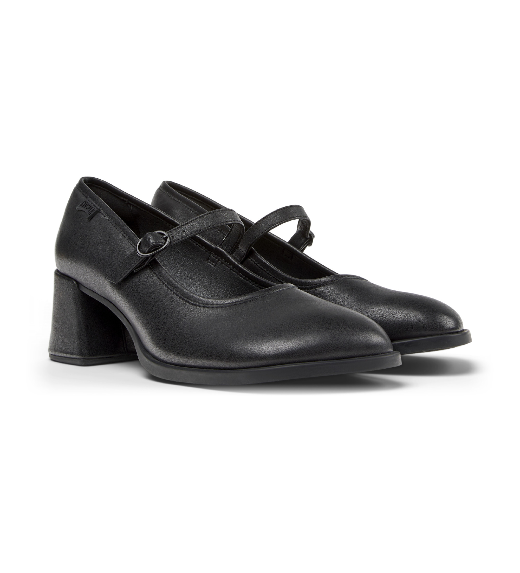 Camper pour femme. K201799-001 Chaussures en cuir Kora noir (37), 5 à 8 cm, Boucle, Casuel
