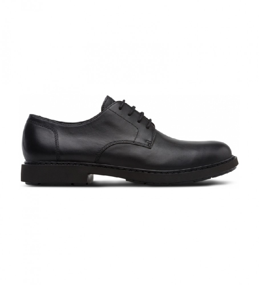 Campervoor mannen. K100152-021 Neuman leren schoenen zwart (44), Leer, Plat, Veters, Casual, Klassiek