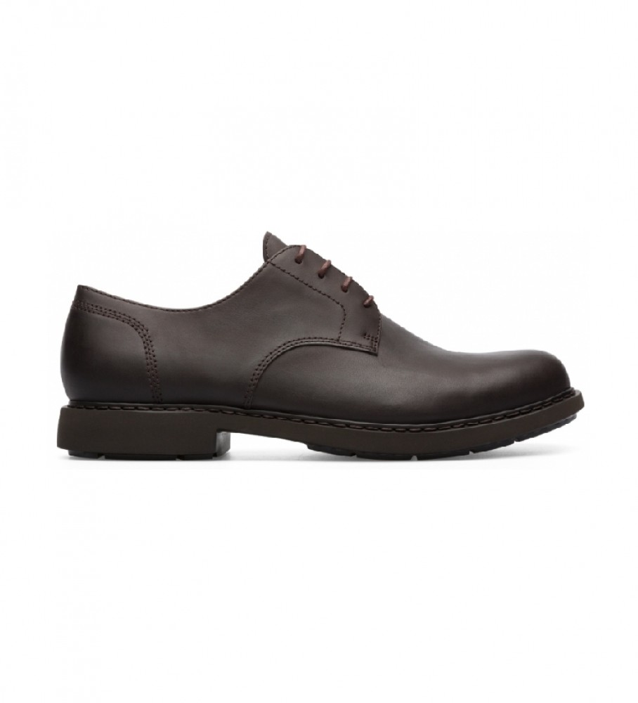 Campervoor mannen. K100152-022 Neuman bruine leren schoenen (43), Leer, Plat, Veters, Casual, Klassiek