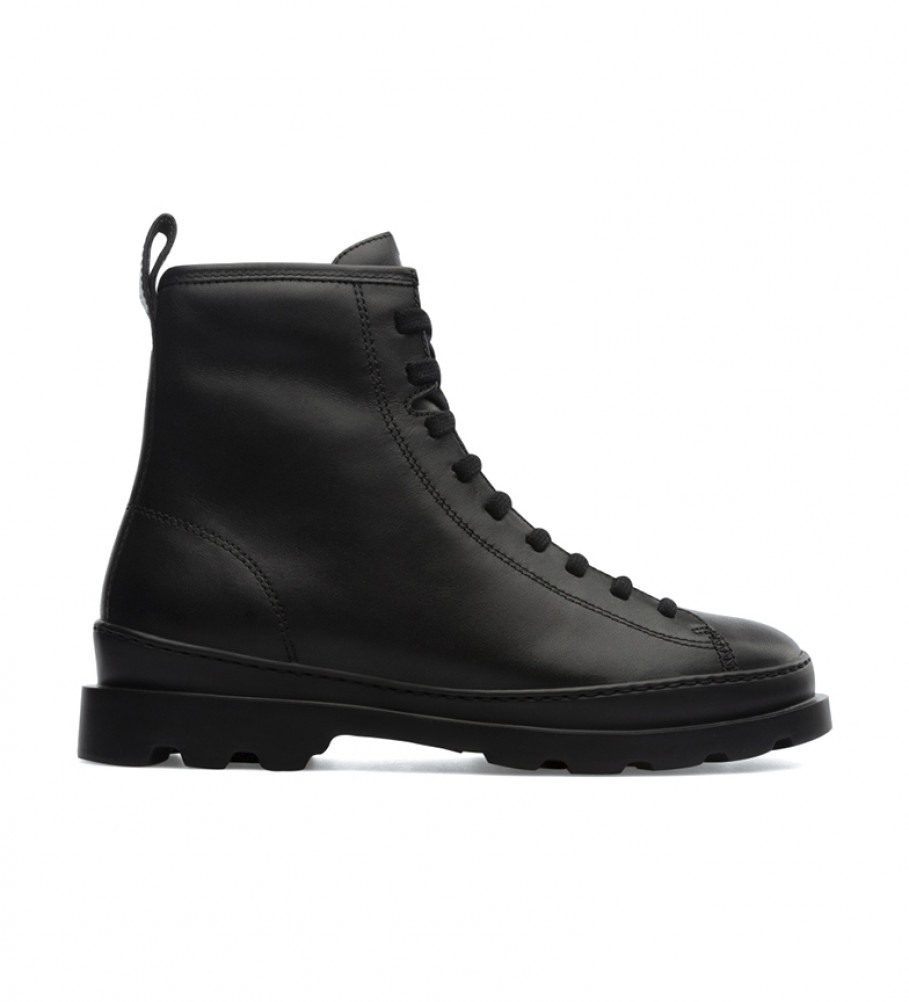 Camper für Damen. K400325-004 Schwarze Brutus-Lederstiefel (36), Wohnung, Schnürsenkel, Lässig