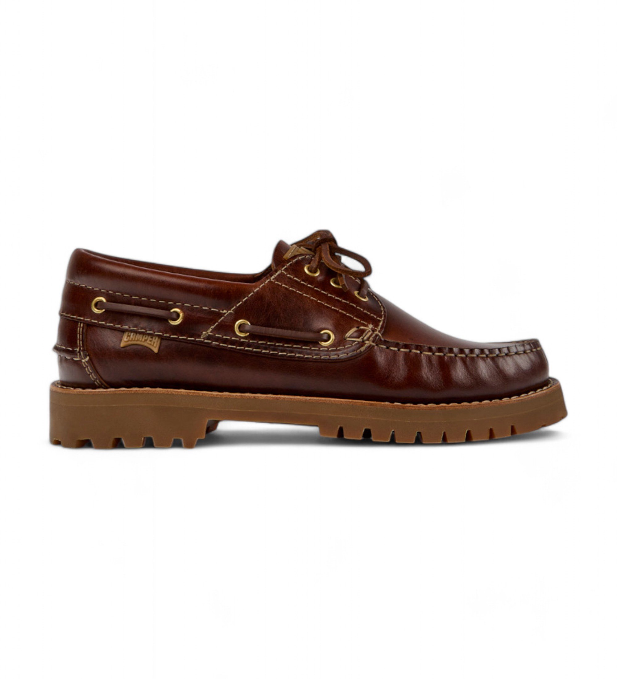 Camper für Herren. 15233-001 Bootsschuhe aus braunem Leder 15233 (45), Wohnung, Schnürsenkel, Lässig, Klassisch