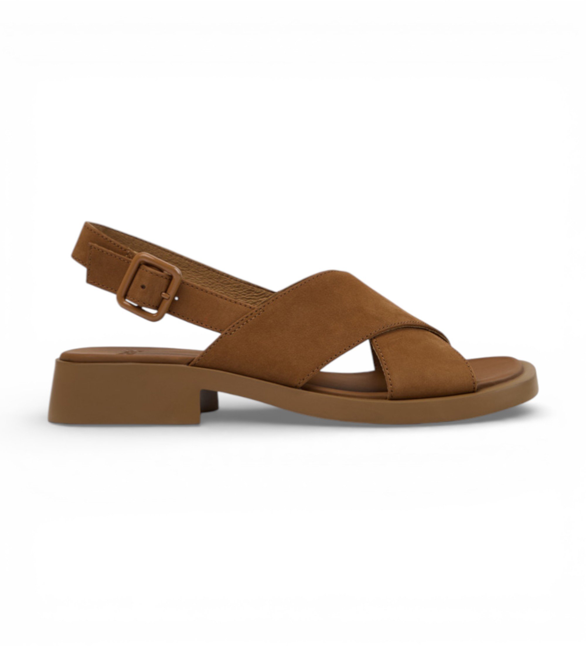 Camper für Damen. K201600-008 Braune Dana Ledersandalen (39), 3 bis 5 cm, Schnalle, Lässig