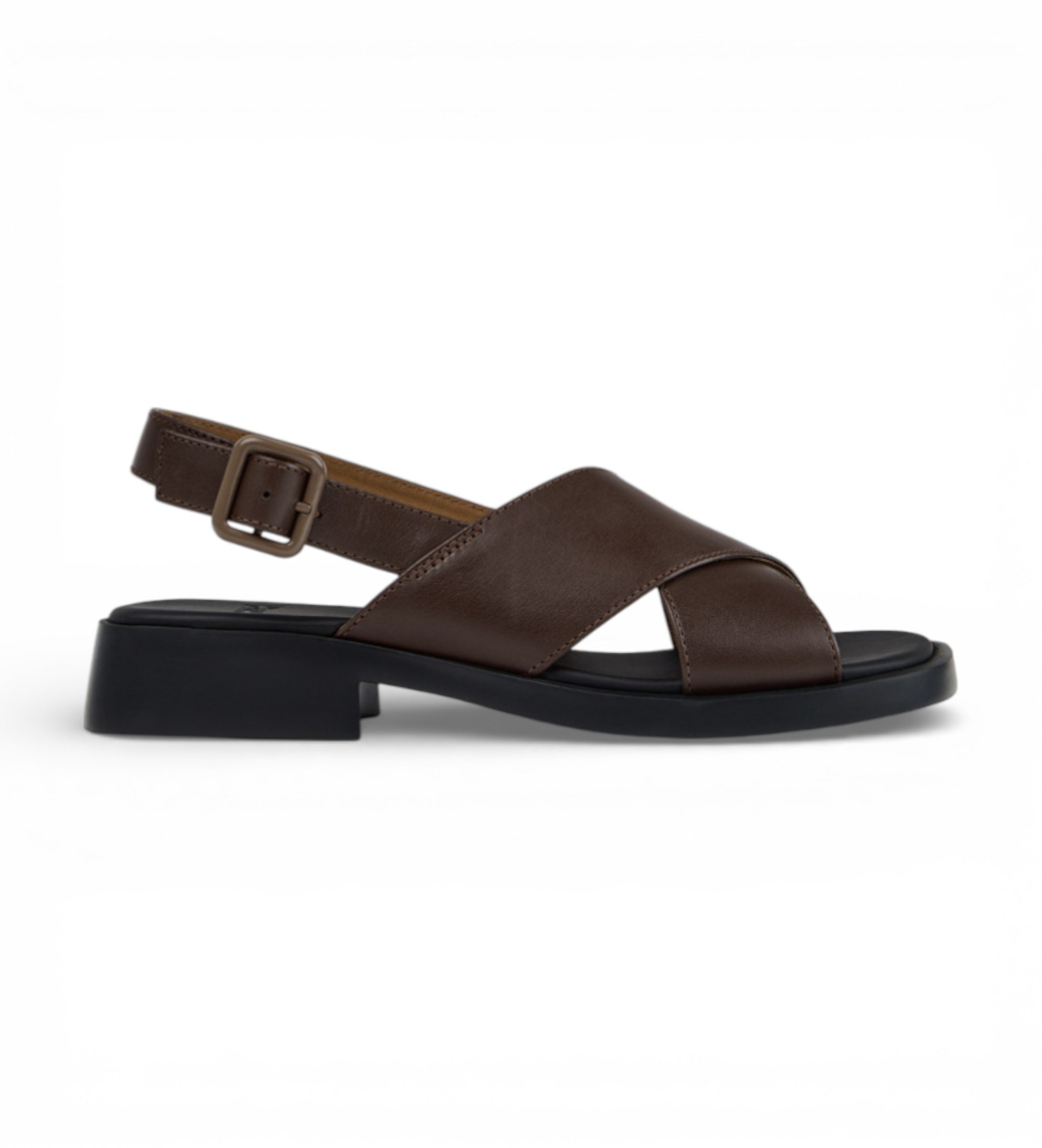 Camper für Damen. K201600-009 Braune Dana Ledersandalen (37), Wohnung, Schnalle, Lässig