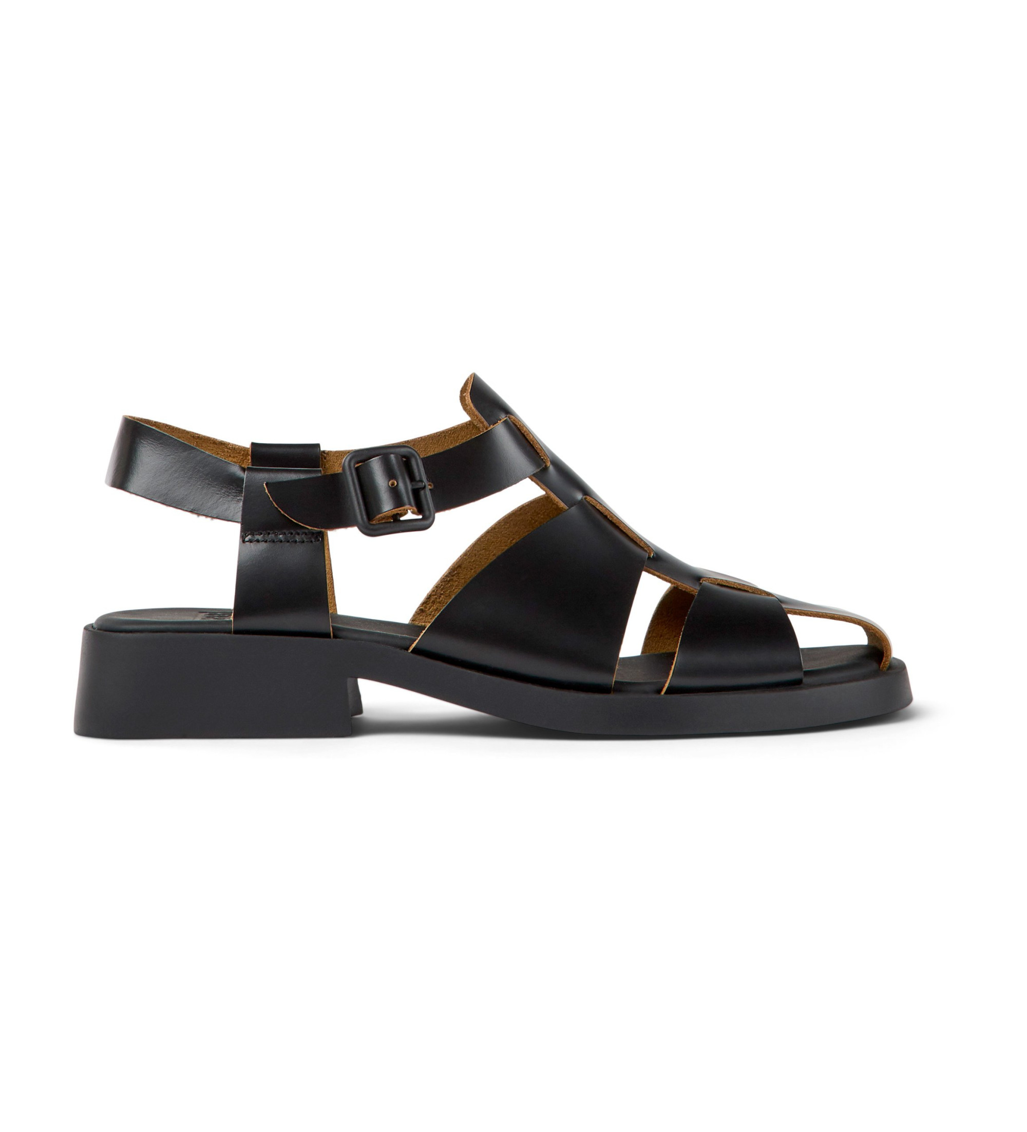 Camper für Damen. K201489-001 Dana Ledersandalen schwarz (39), 1 bis 3 cm, Schnalle, Lässig