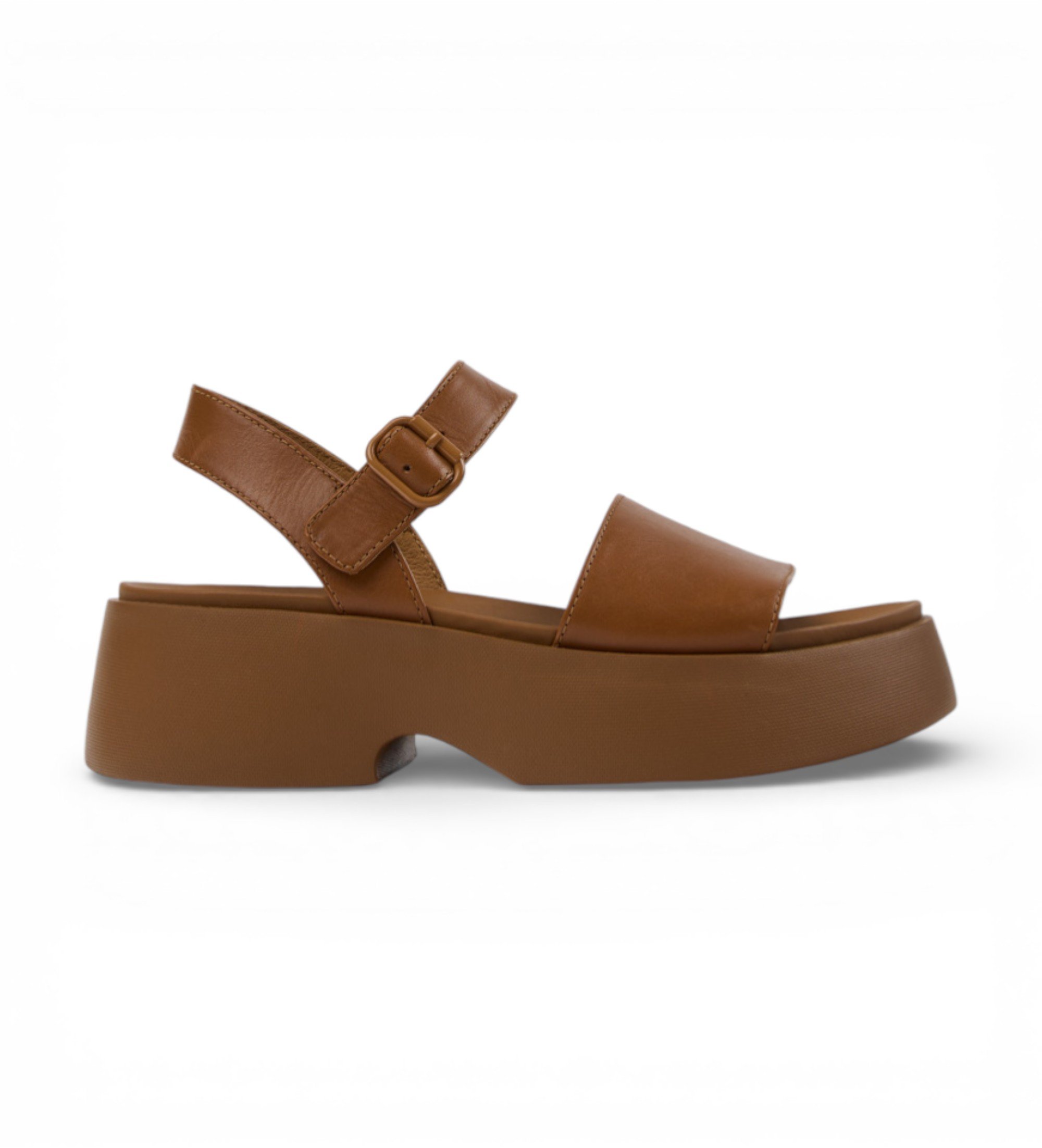 Camper für Damen. K201659-011 Braune Tasha-Ledersandalen (38), 3 bis 5 cm, Schnalle, Lässig