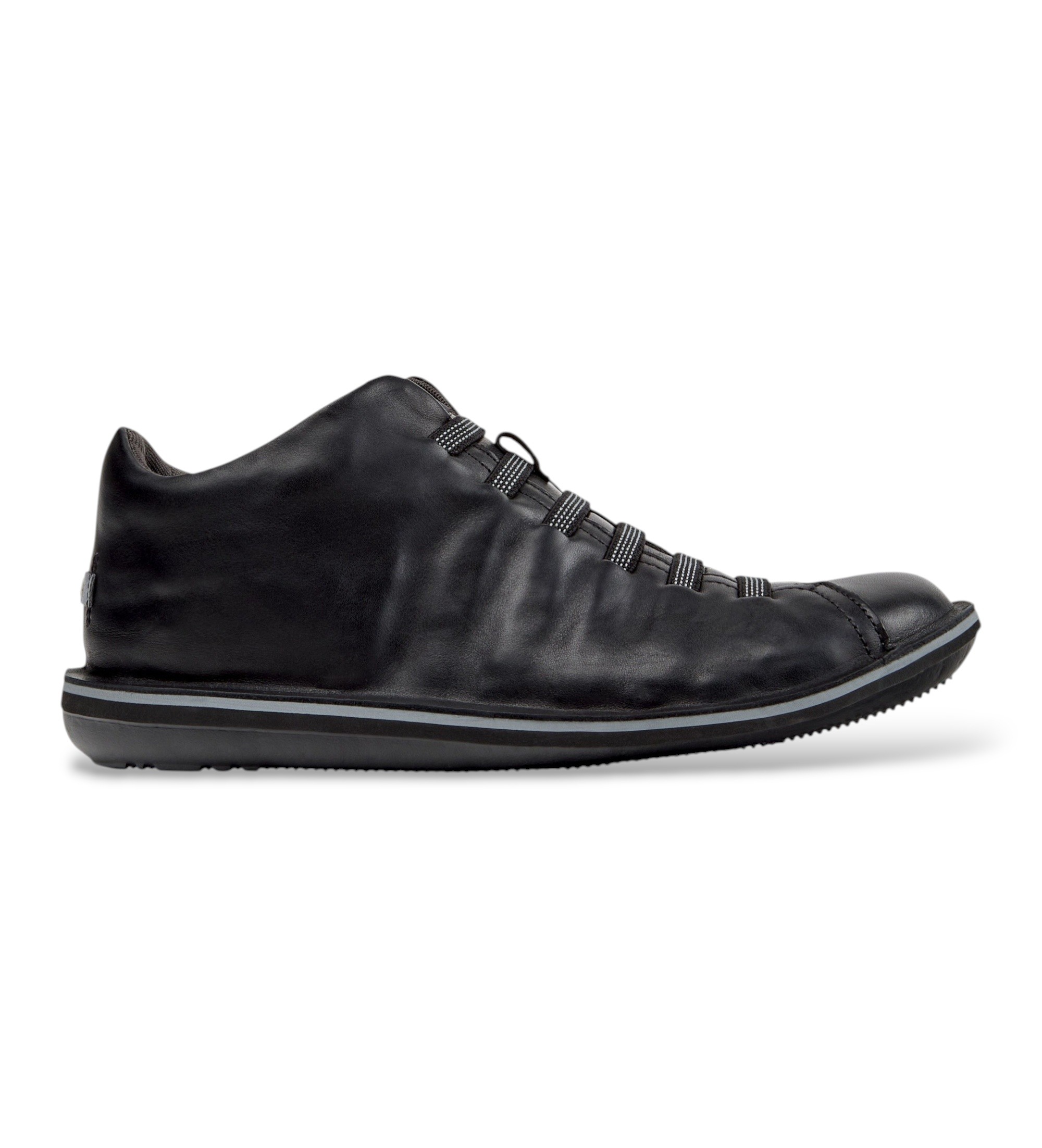 Camper für Herren. 36678-094 Black Beetle leather sneakers (45), Leder, Schwarz, Wohnung, Schnürsenkel, Lässig
