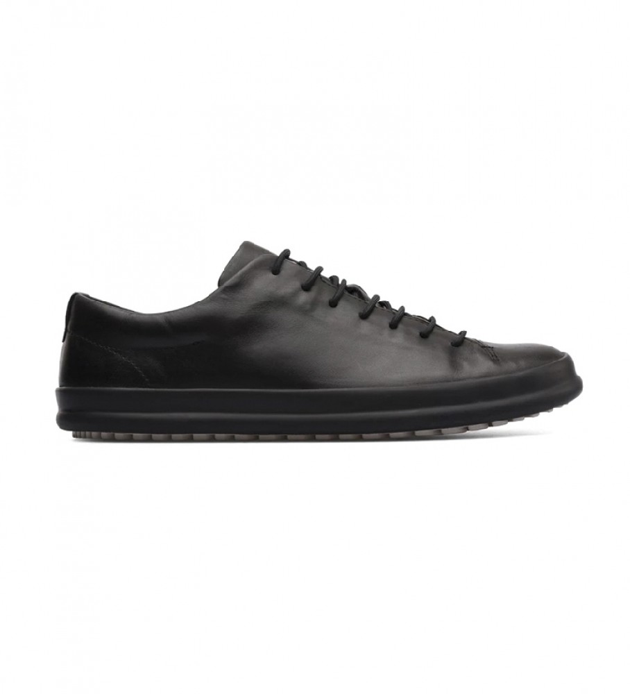 Campervoor mannen. K100373-008 Leren schoenen Chassis zwart (46), Leer, Plat, Veters, Casual