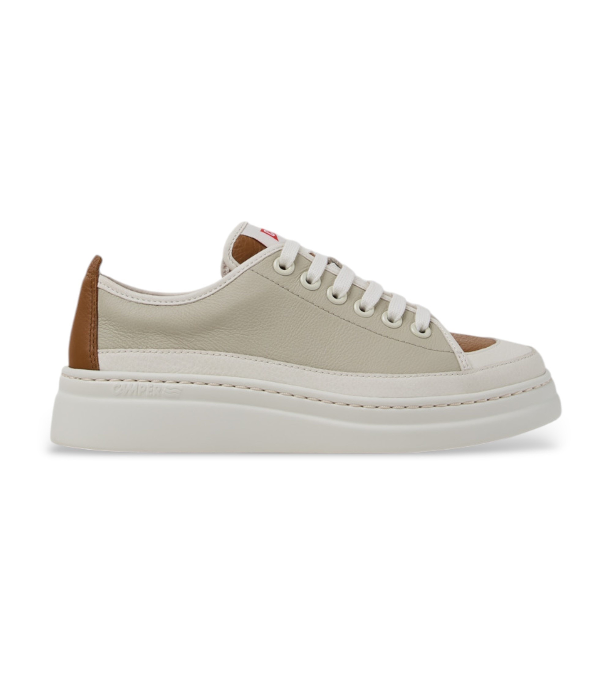 Camper für Damen. K201626-025 Sneaker aus Leder G3D Runner Up Twins mehrfarbig (35), Beige, Wohnung, Schnürsenkel, Lässig