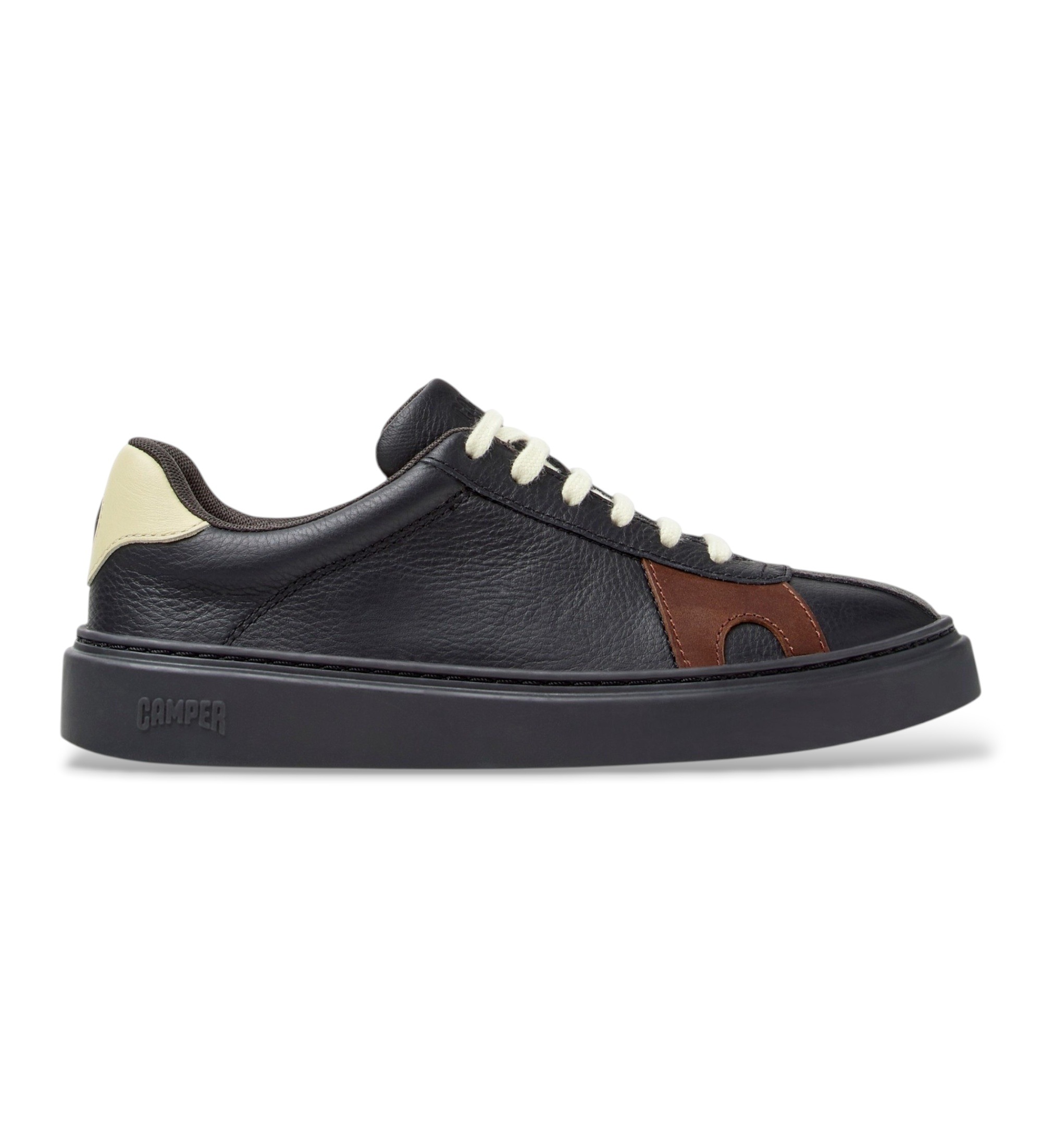 Camper für Damen. K201909-006 Runner Twentyfive Twins black leather sneakers (39), Leder, Schwarz, Wohnung, Schnürsenkel, Lässig