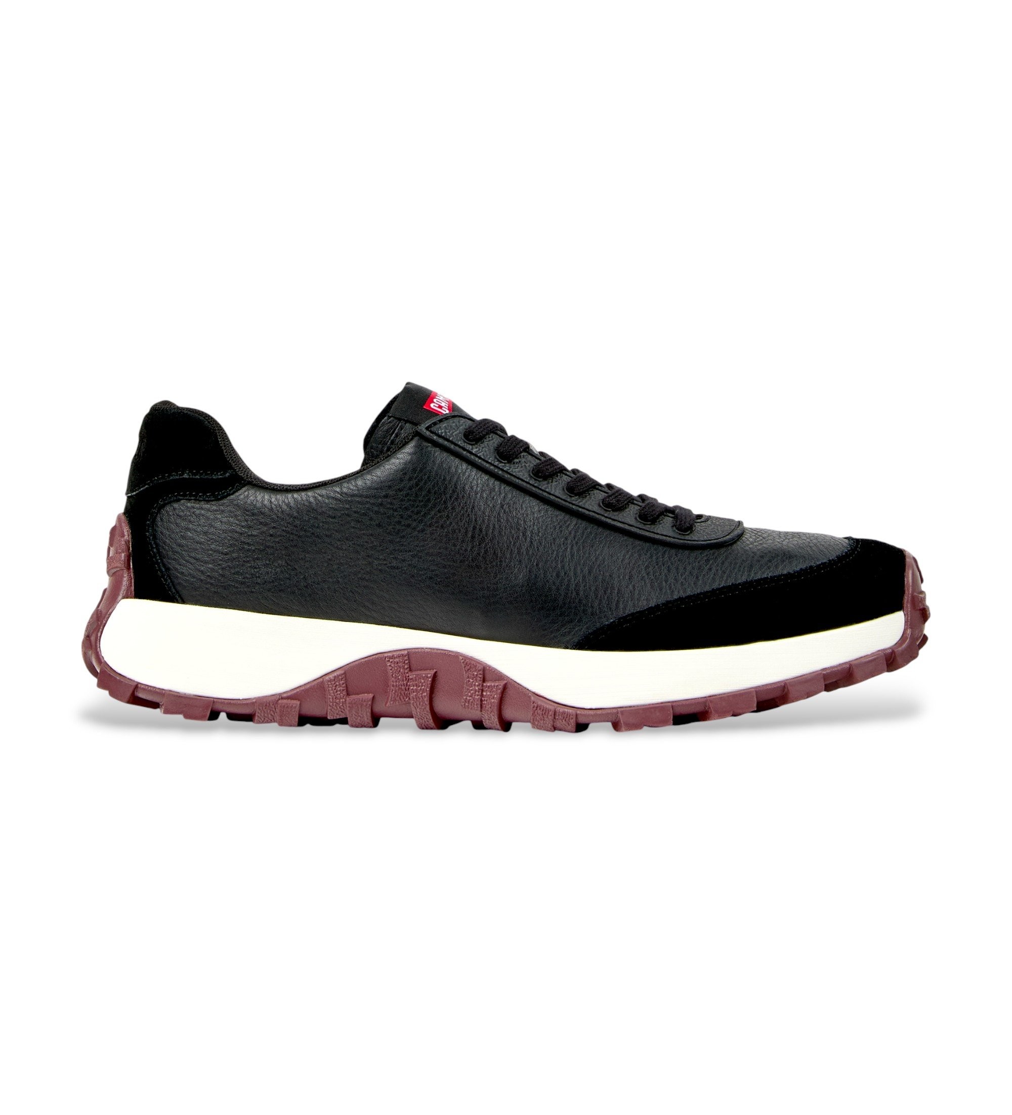 Campervoor mannen. K100928-021 Drift Trail Leren Schoenen zwart (44), Leer, Plat, Veters, Casual
