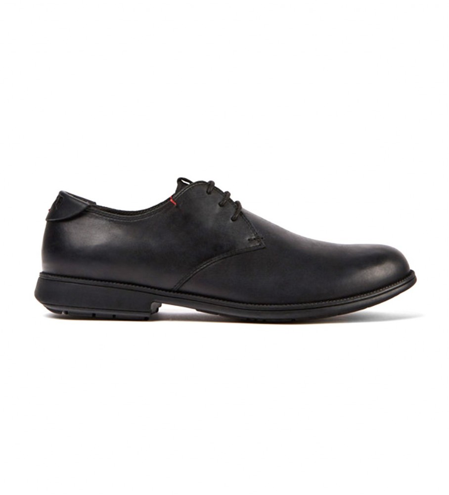 Campervoor mannen. 18552-074 Leren schoenen 1913 zwart (42), Leer, Plat, Veters, Casual