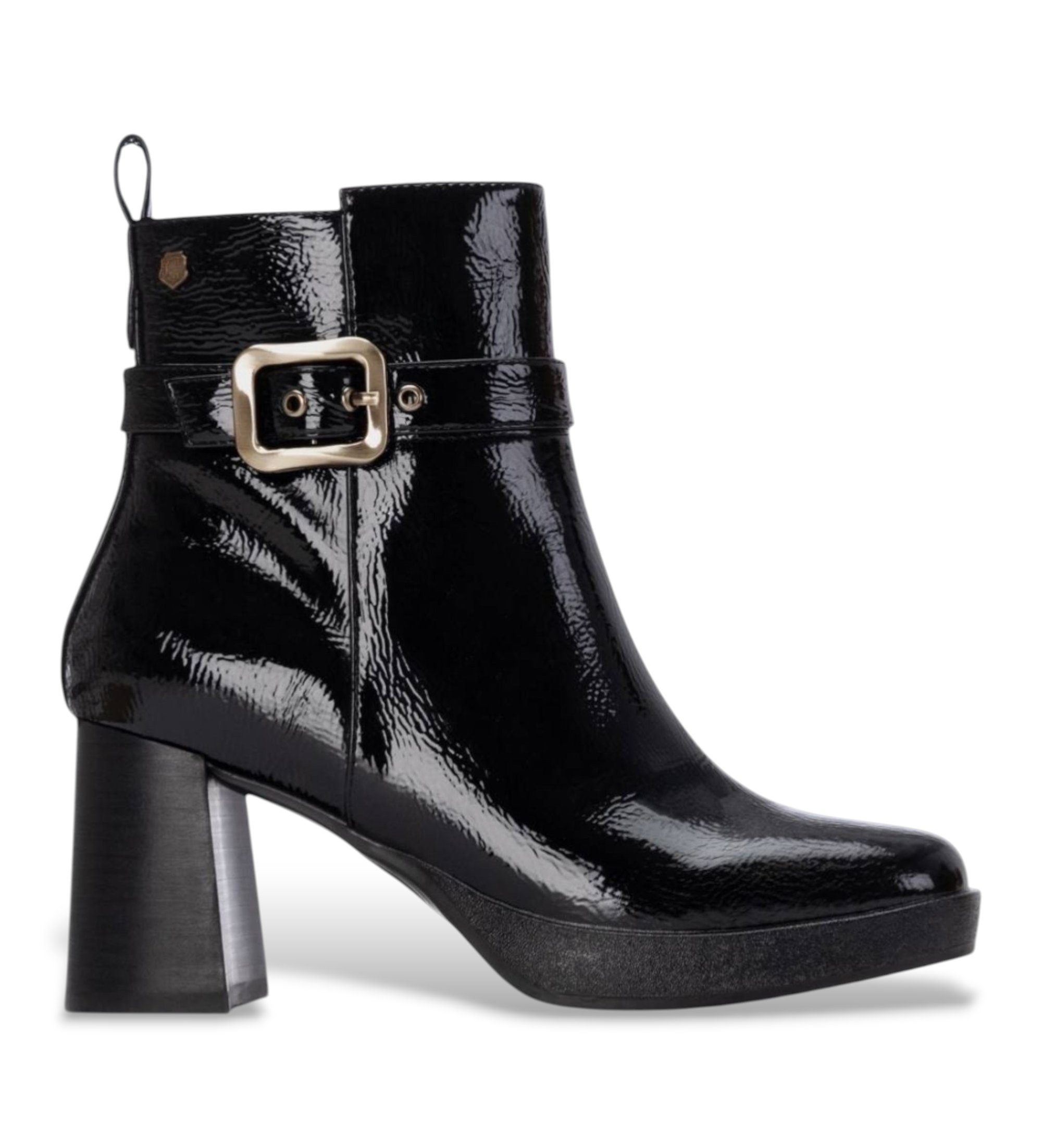 Carmela für Damen. 16253303-ANTRACITA Leder-Stiefeletten 162533 schwarz (37), 8 bis 10 cm, Reißverschluss, Lässig