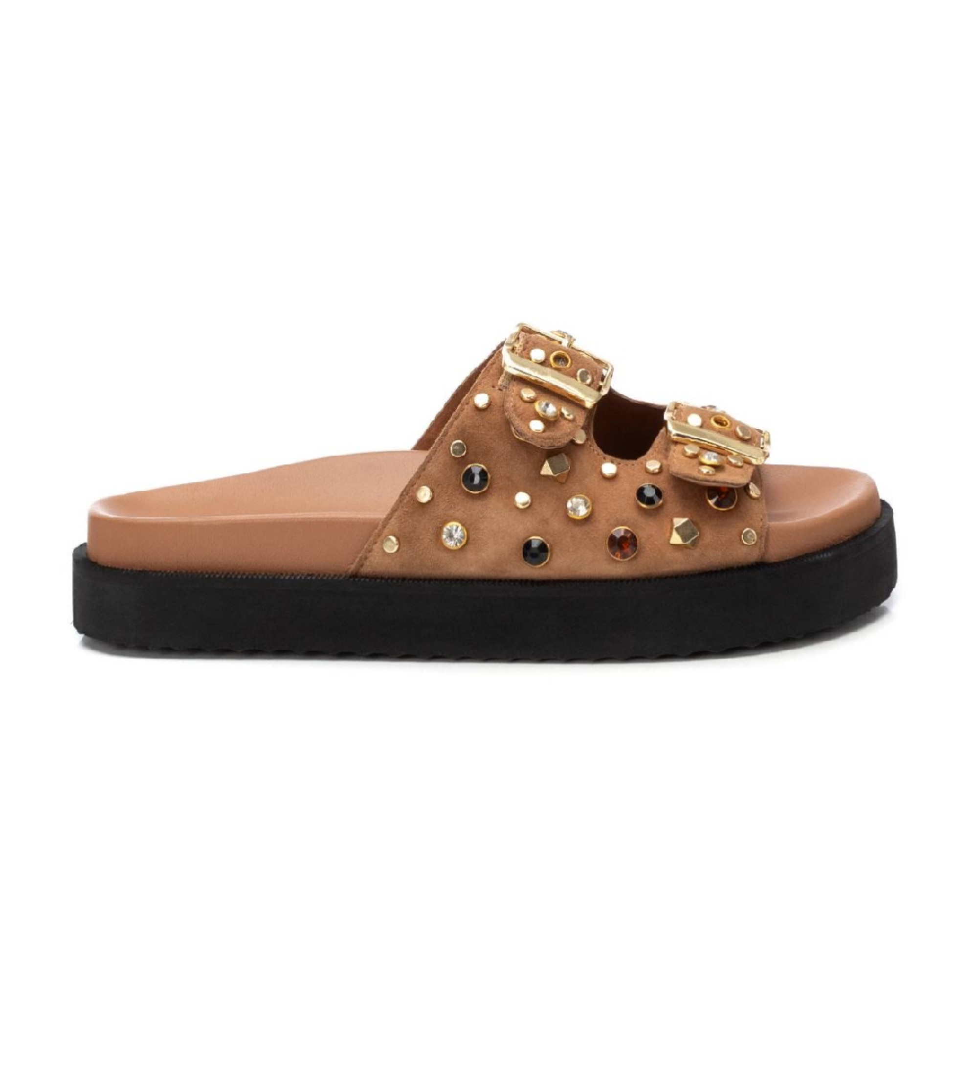 Carmela für Damen. 16240101-CAMEL Ledersandalen 162401 braun (37), 1 bis 3 cm, Keine, Lässig