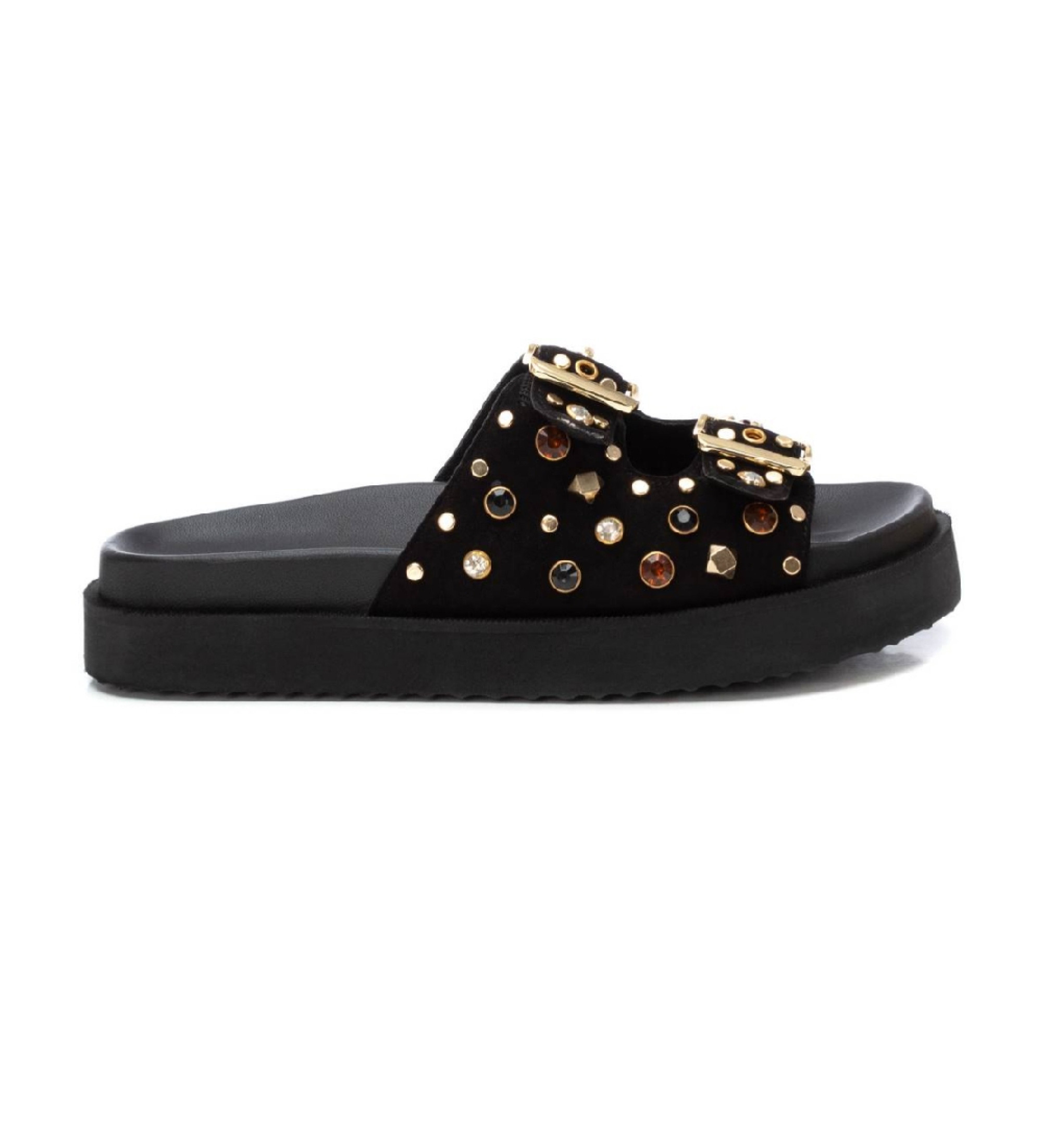 Carmela für Damen. 16240102-NEGRO Ledersandalen 162401 schwarz (36), 1 bis 3 cm, Keine, Lässig
