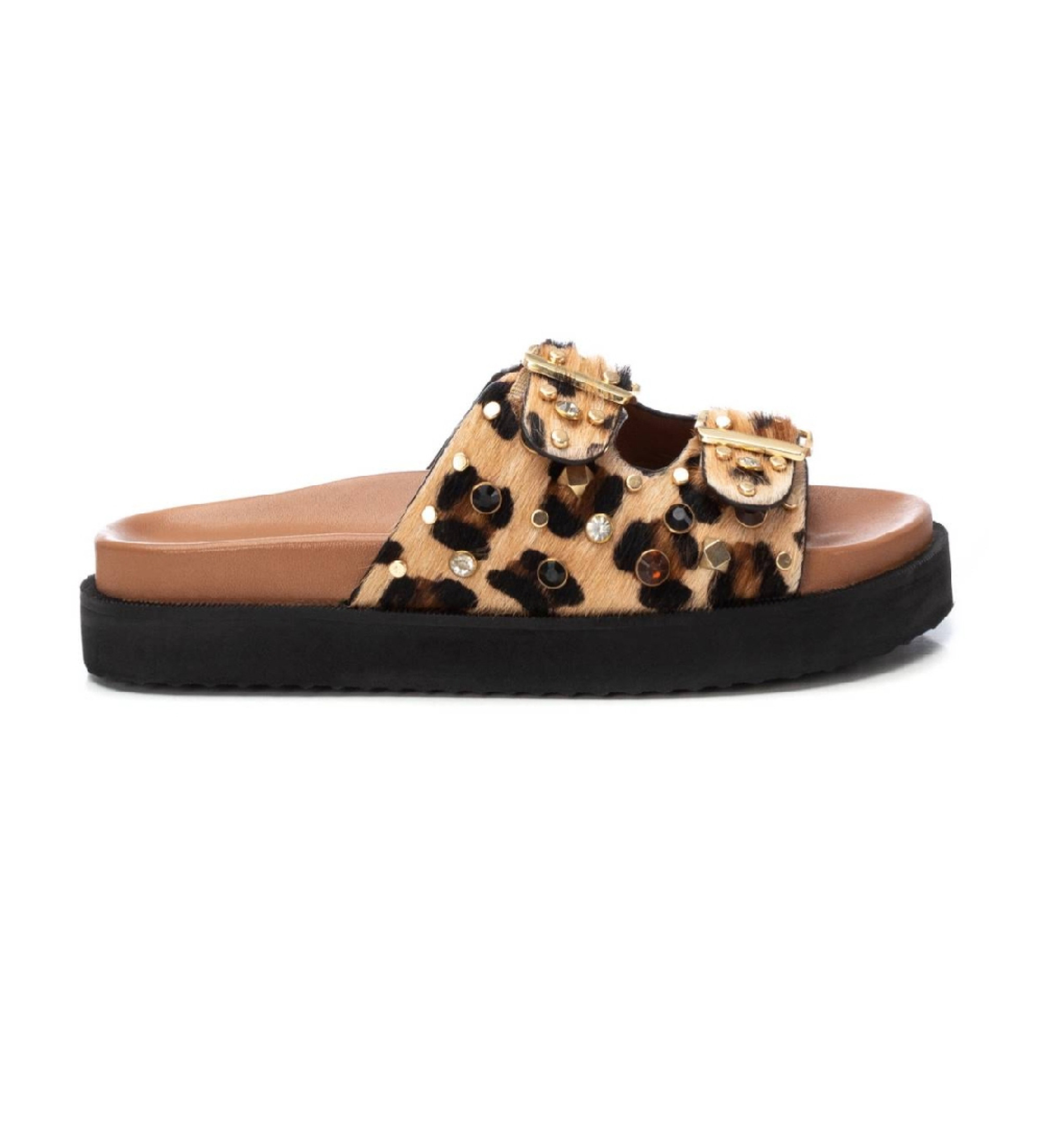 Carmela für Damen. 16240103-LEOPARDO Ledersandalen 162401 braun (37), 1 bis 3 cm, Keine, Lässig, Tierdruck