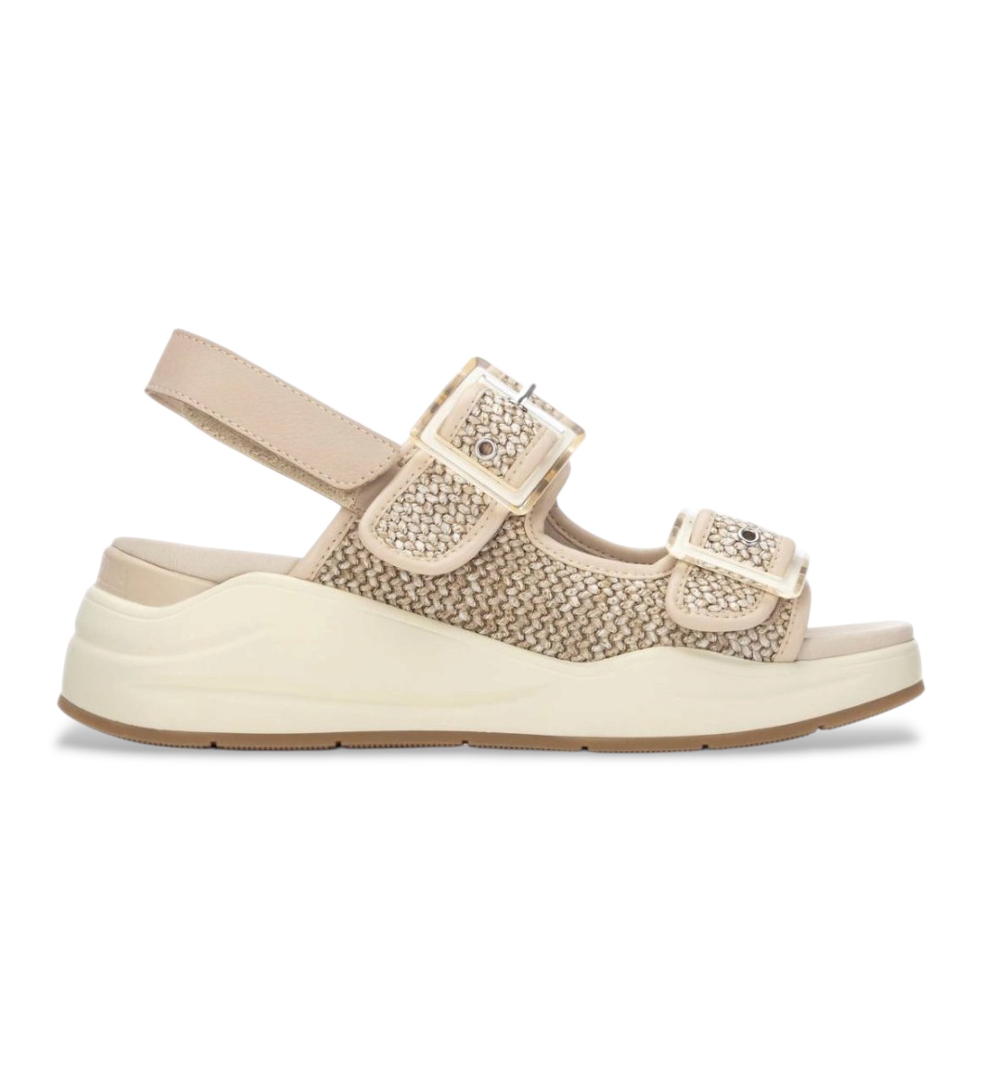 Carmela für Damen. 16326701-BEIGE Sandalen 163267 beige (36), Stoff, 3 bis 5 cm, Schnalle, Lässig