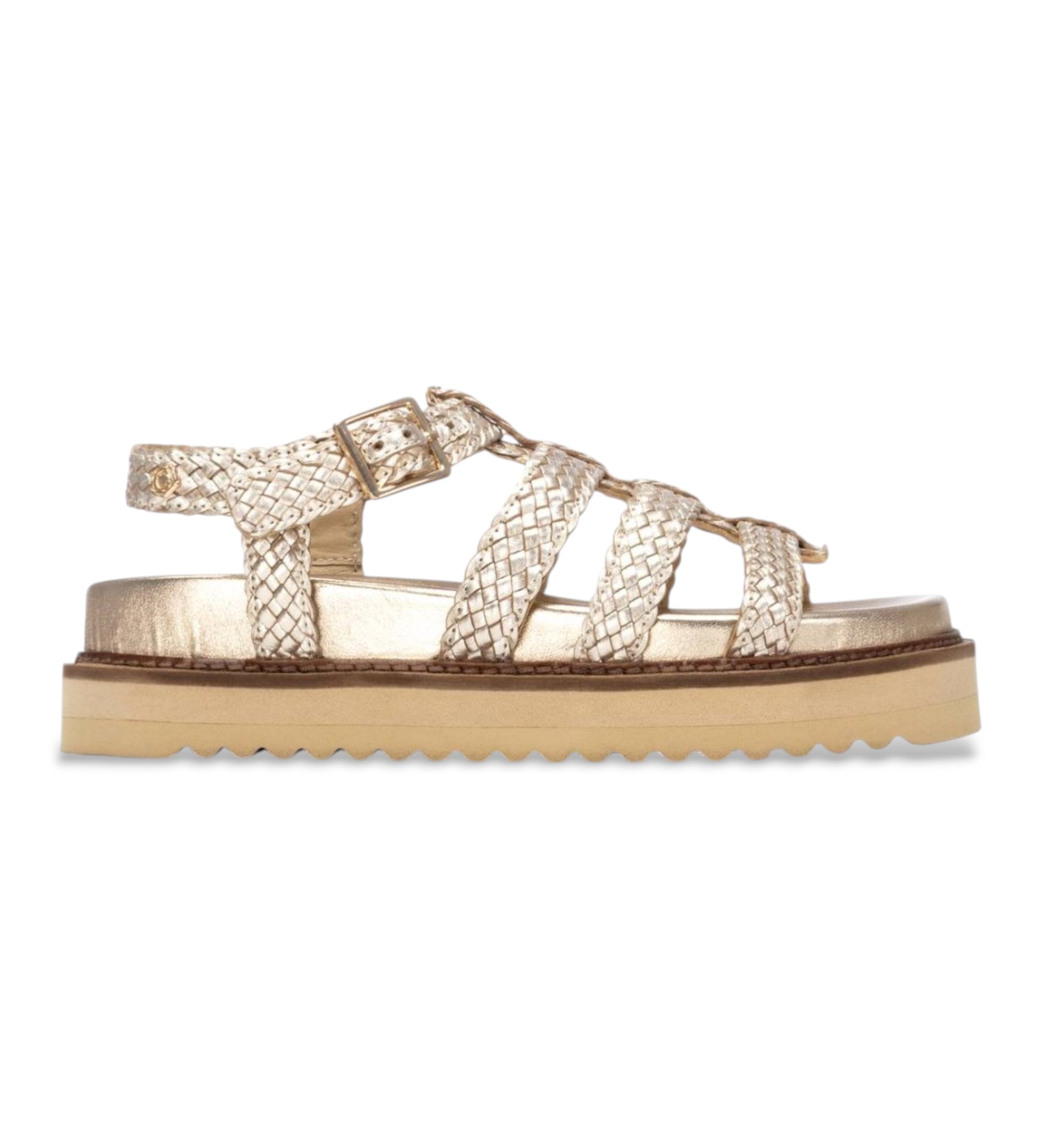 Carmela für Damen. 16303002-ORO Leder-Sandalen 163030 golden (36), Wohnung, Schnalle, Lässig