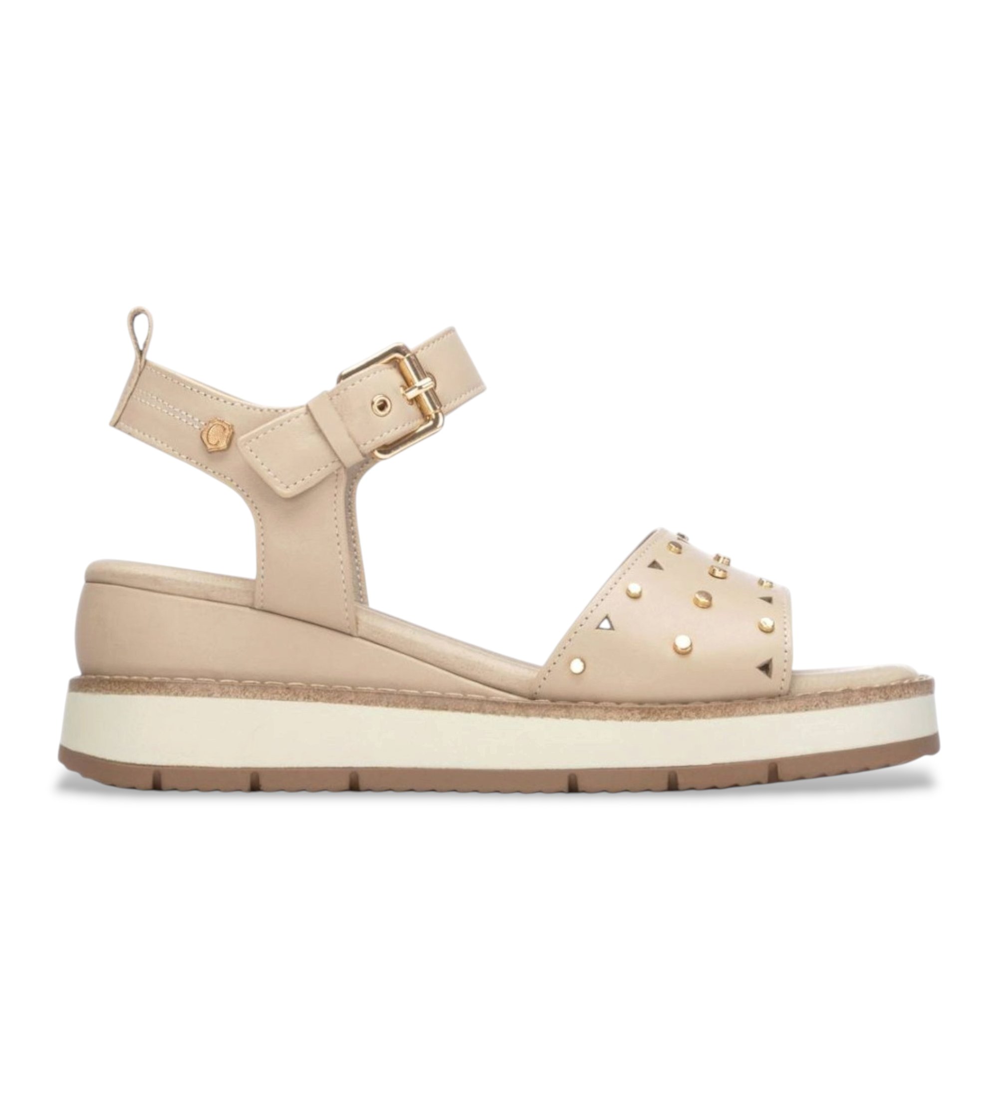 Carmela für Damen. 16324801-BEIGE Ledersandalen 163248 braun (37), 3 bis 5 cm, Schnalle, Lässig, Klassisch