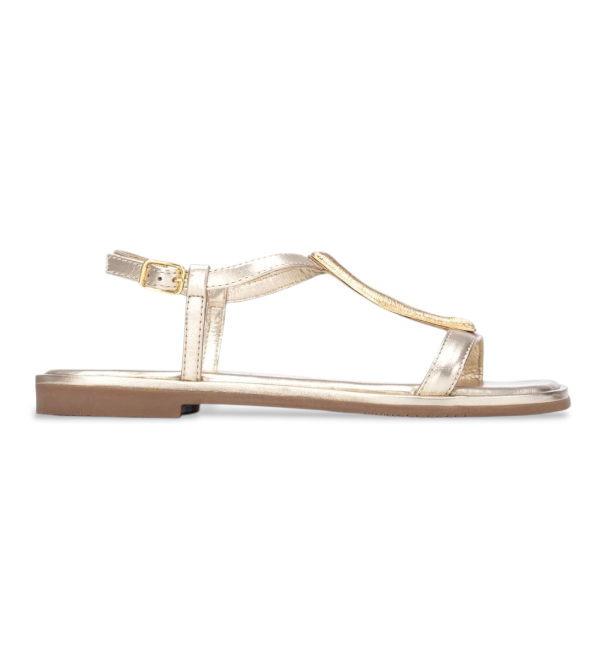 Carmela für Damen. 16329003-ORO Leder-Sandalen 163290 golden (37), Wohnung, Schnalle, Lässig, Klassisch