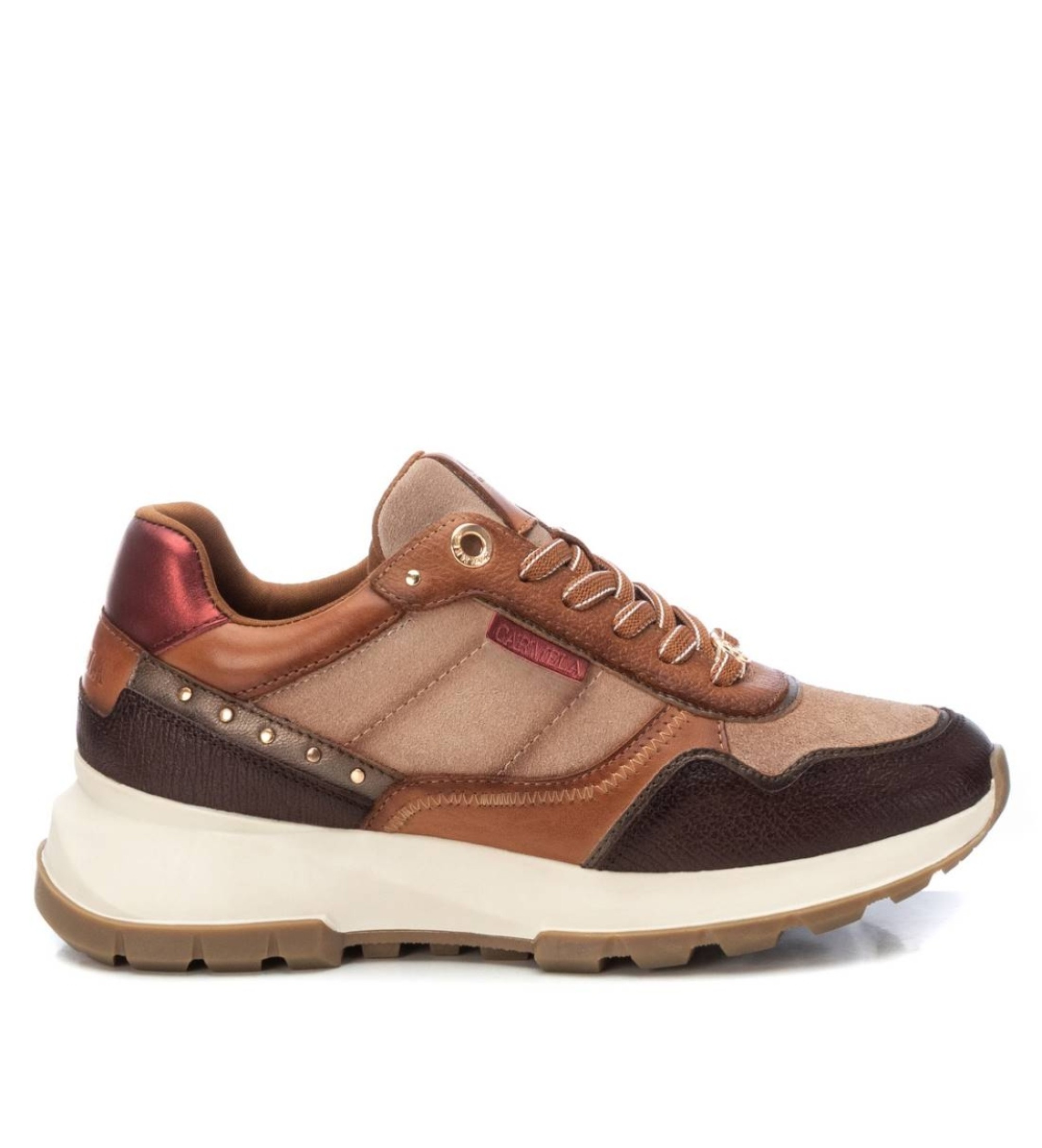 Carmela für Damen. 16182701-CAMEL Leder Turnschuhe 161827 braun (36), Wohnung, 1 bis 3 cm, Schnürsenkel, Lässig