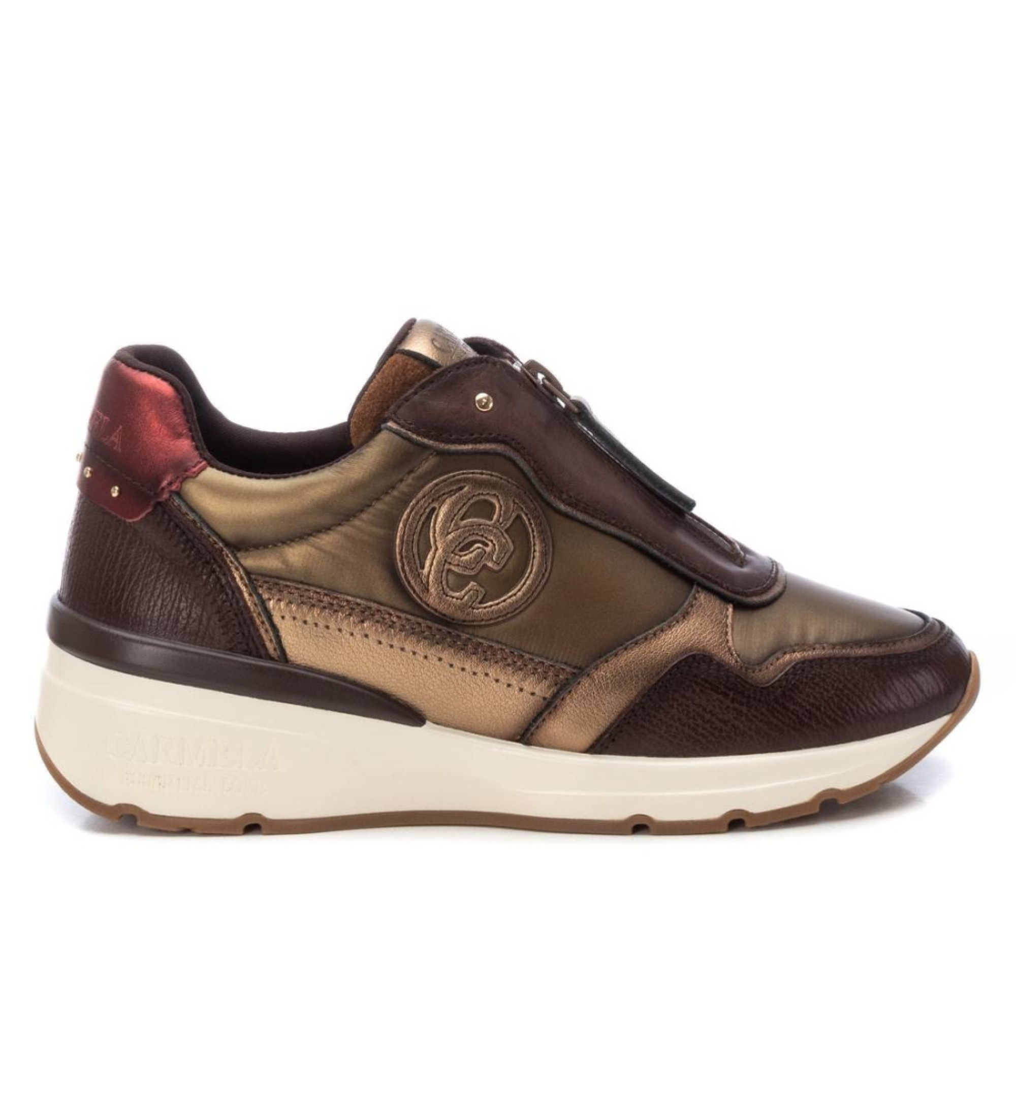 Carmela für Damen. 16183006-MARRON Leder Turnschuhe 161830 braun (41), 3 bis 5 cm, Reißverschluss, Lässig