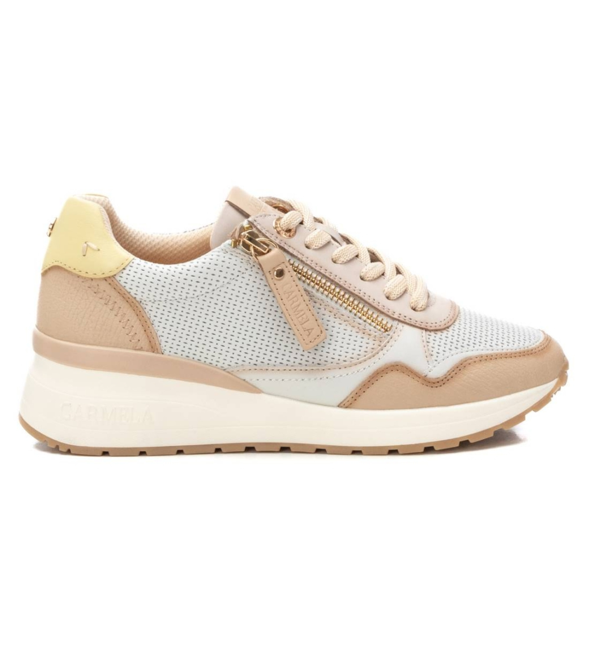Carmela für Damen. 16226804-BEIGE Leder Turnschuhe 162268 beige (40), Wohnung, Schnürsenkel, Lässig