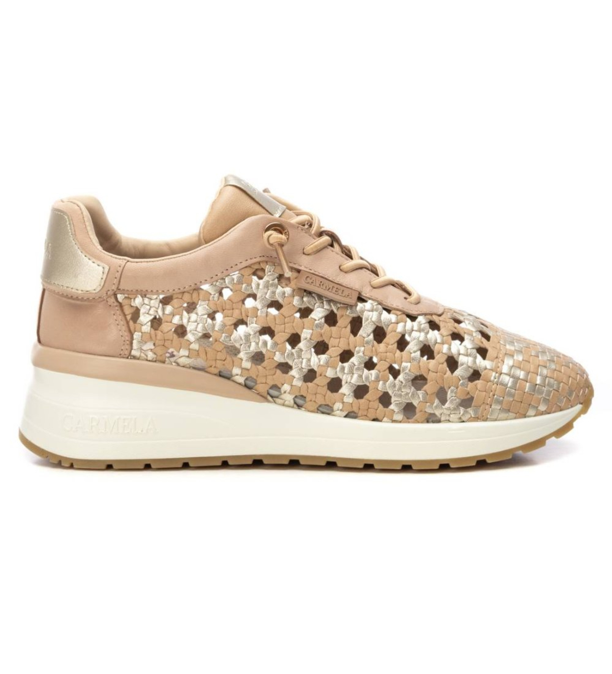 Carmela für Damen. 16228702-BEIGE Turnschuhe 162287 beige (36), 1 bis 3 cm, Schnürsenkel, Lässig