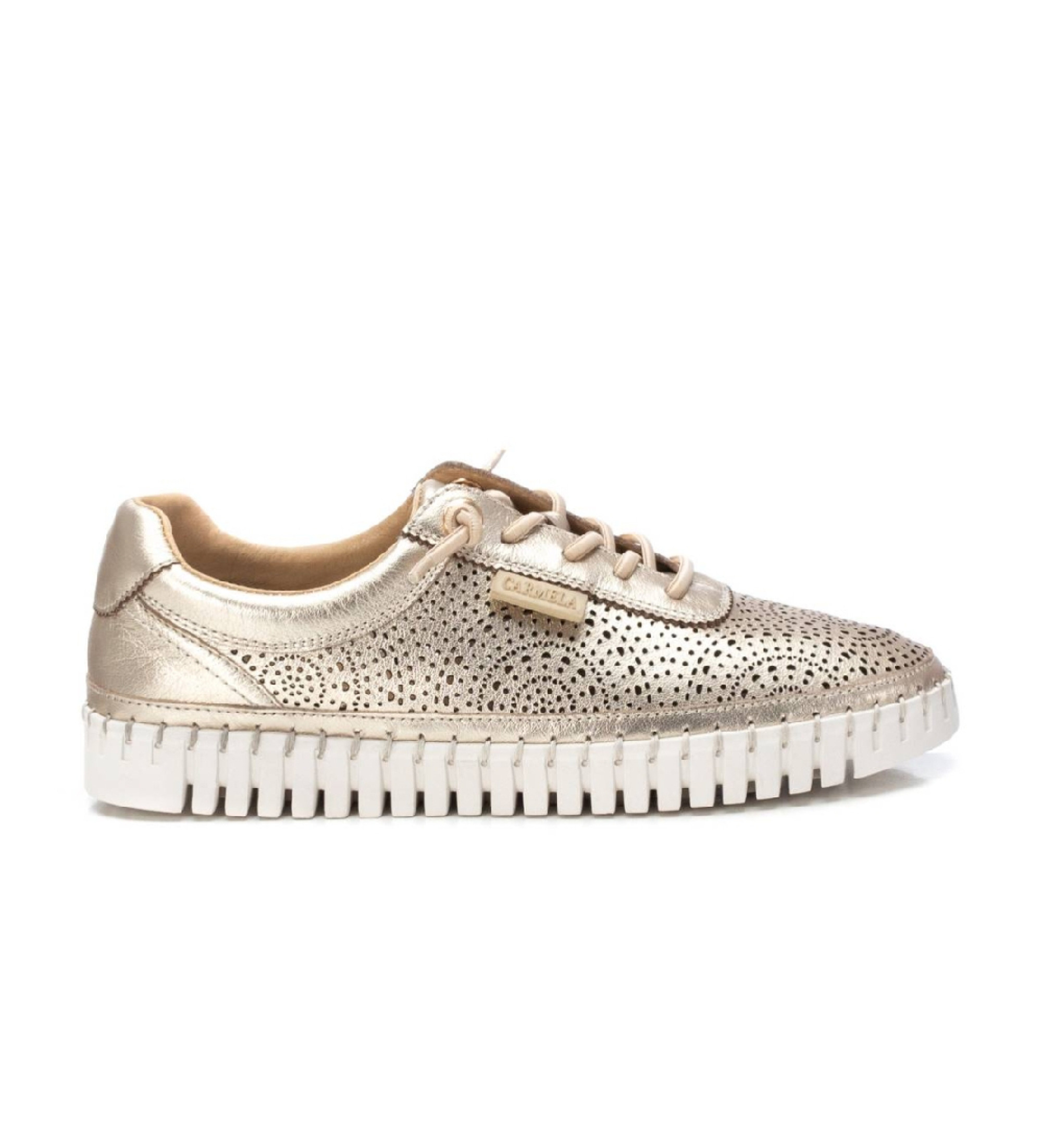 Carmela für Damen. 16232703-ORO Leder Turnschuhe 162327 gold (37), Wohnung, Schnürsenkel, Lässig
