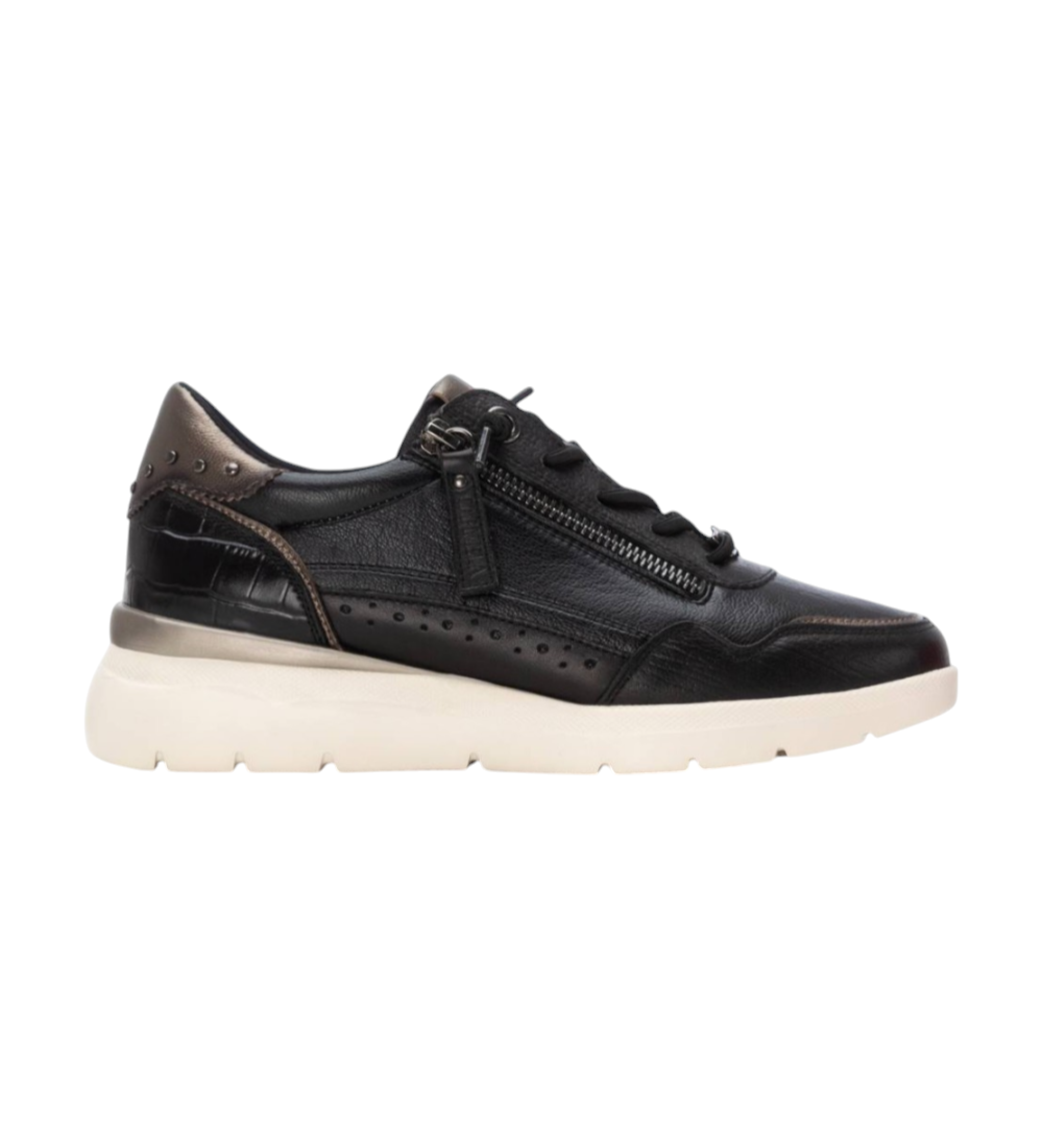 Carmela für Damen. 16243001-NEGRO Leder Sneakers 162430 schwarz (41), 3 bis 5 cm, Reißverschluss, Lässig