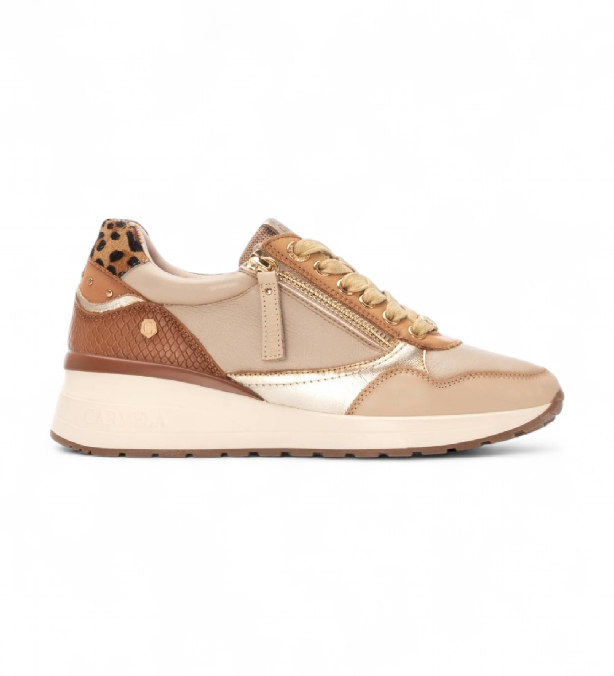 Carmela für Damen. 16244201-BEIGE Leder Turnschuhe 162442 beige (37), 3 bis 5 cm, Reißverschluss, Lässig