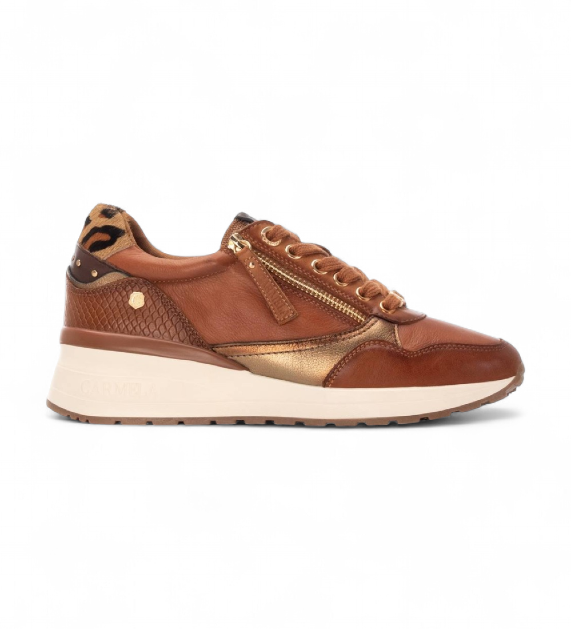 Carmela für Damen. 16244202-CAMEL Leder Turnschuhe 162442 braun (39), 3 bis 5 cm, Reißverschluss, Lässig