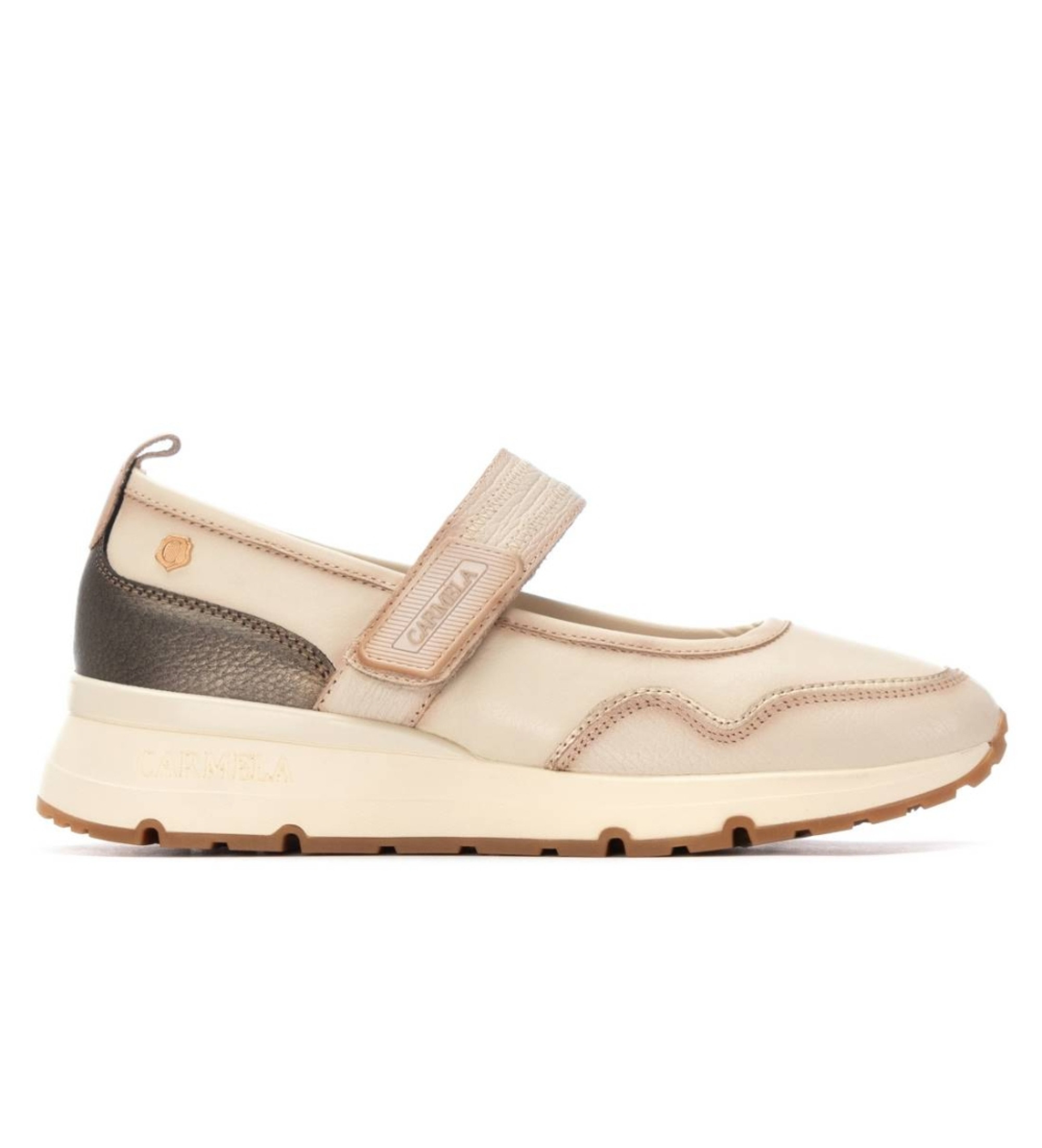 Carmela für Damen. 16251502-BEIGE Lederschuhe 162515 beige (37), Wohnung, Schnürsenkel, Klettverschluss, Lässig