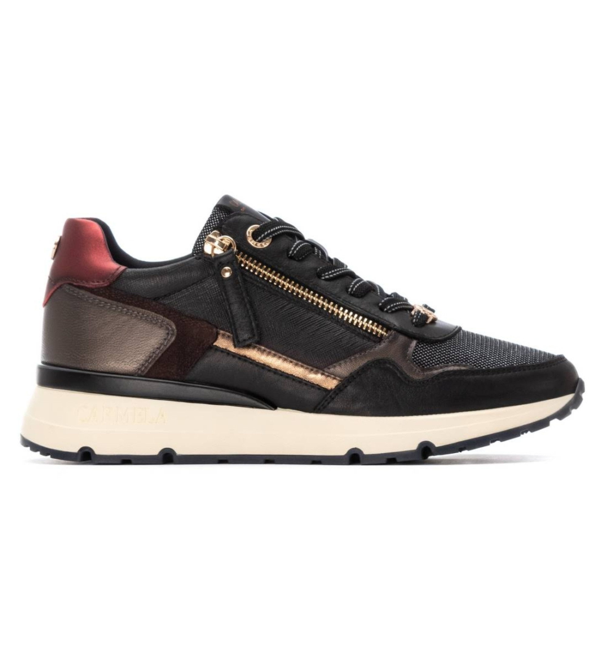 Carmela für Damen. 16251702-NEGRO Leder-Turnschuhe 162517 schwarz (36), Wohnung, Schnürsenkel, Lässig