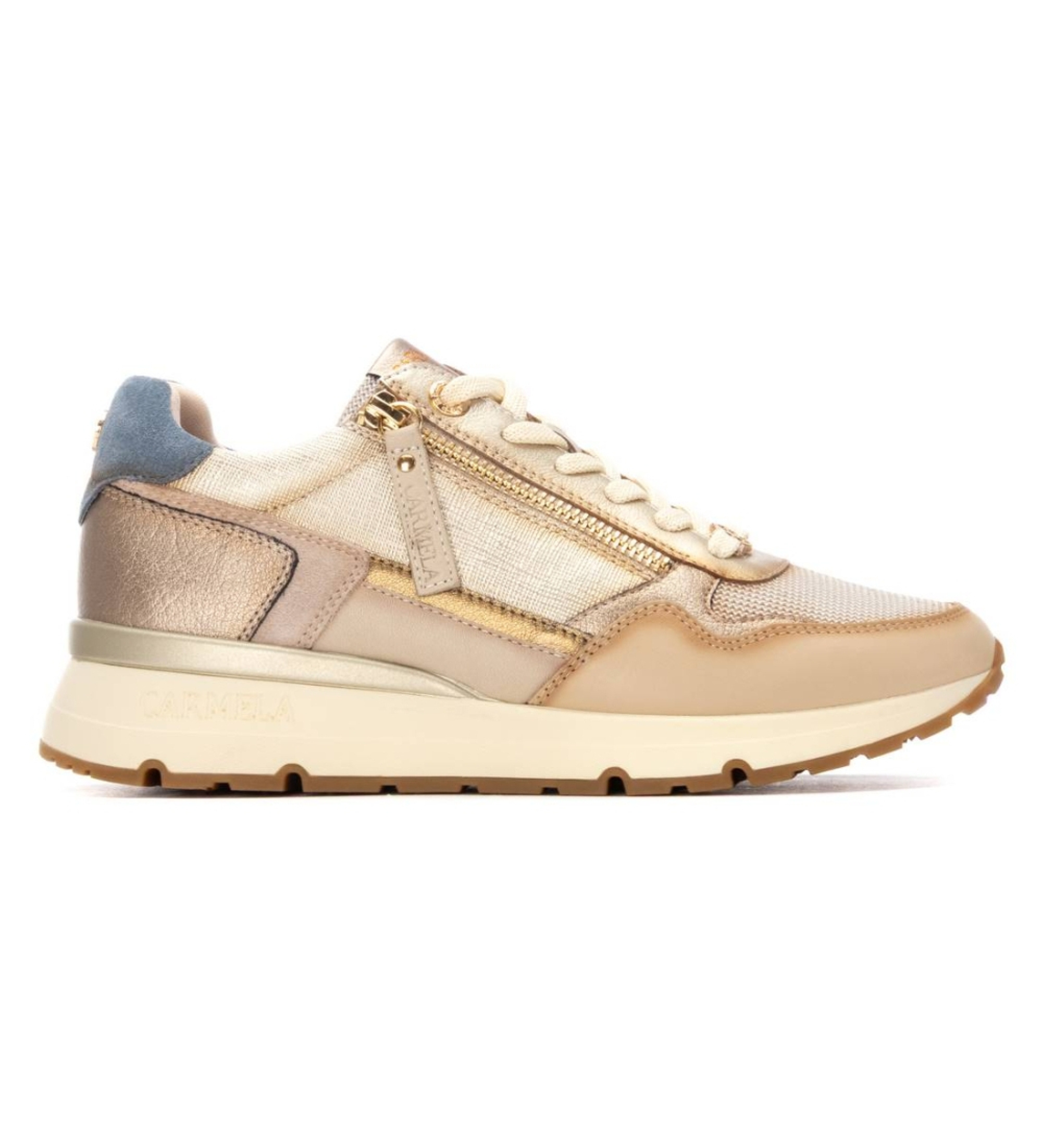 Carmela für Damen. 16251703-BEIGE Leder Turnschuhe 162517 braun (41), Wohnung, Reißverschluss, Lässig