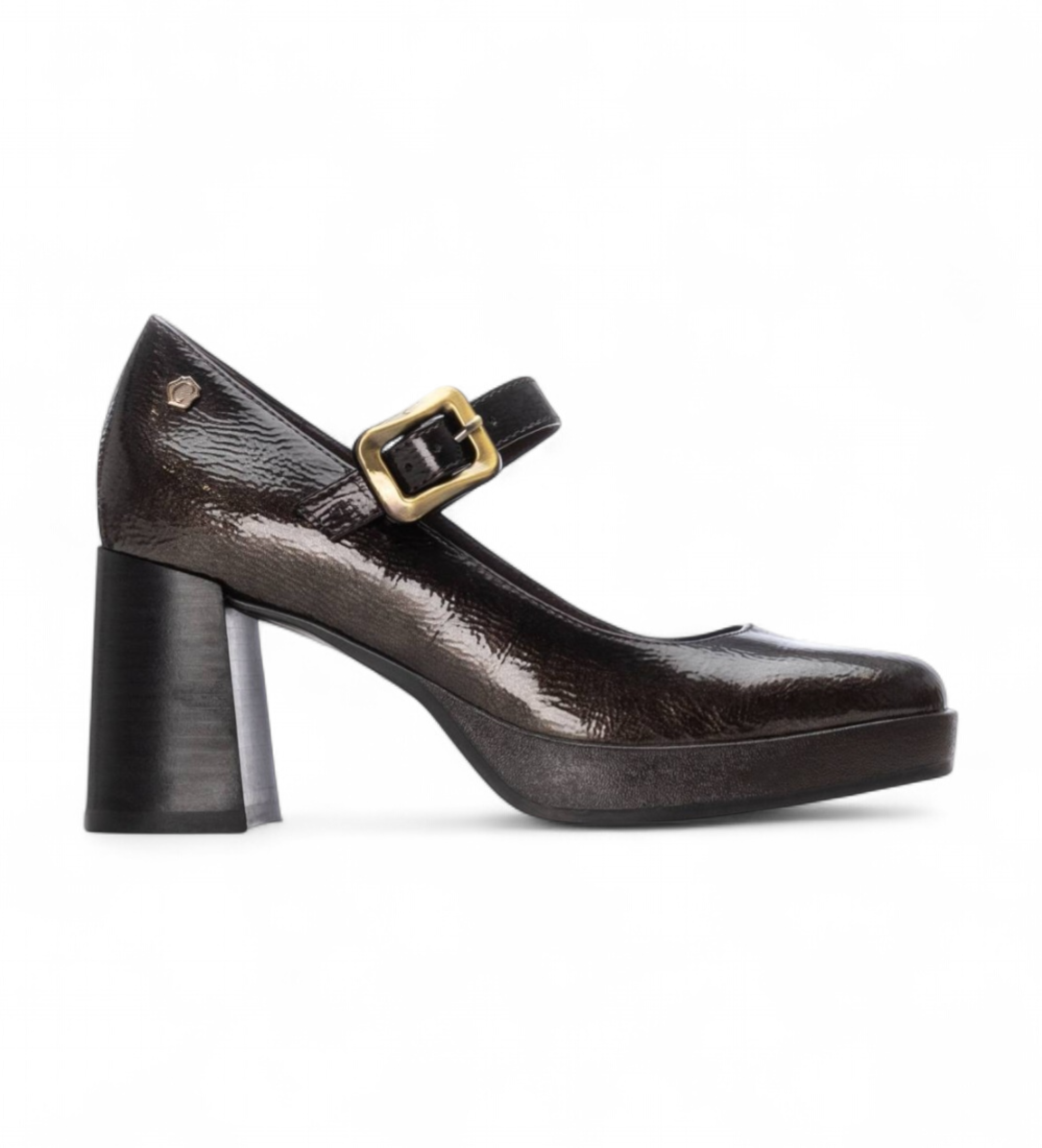 Carmela für Damen. 16253502-GRIS Schuhe 162535 dunkelgrau (37), 5 bis 8 cm, Schnalle, Lässig, Klassisch, Lackleder