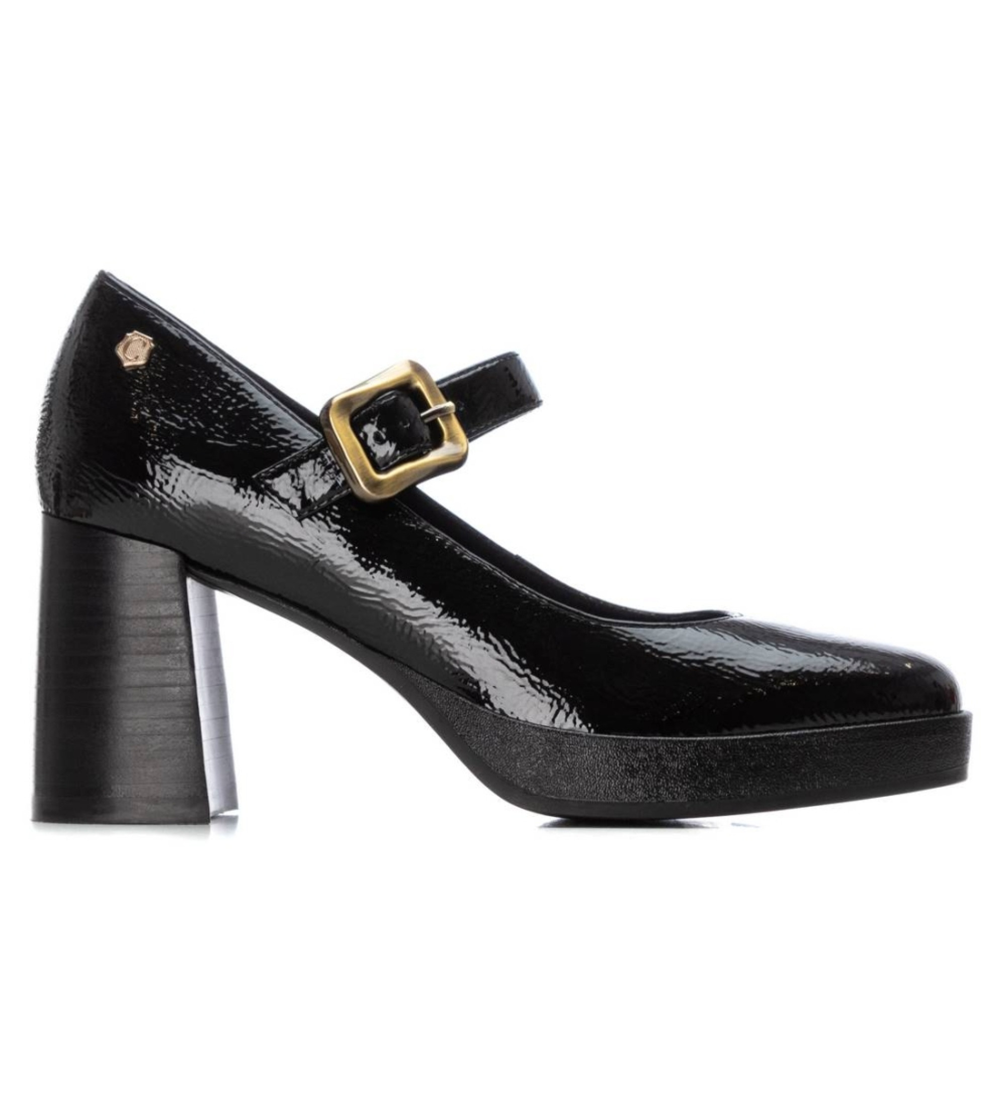 Carmela für Damen. 16253503-NEGRO Lederschuhe 162535 schwarz (38), 5 bis 8 cm, Schnalle, Lässig