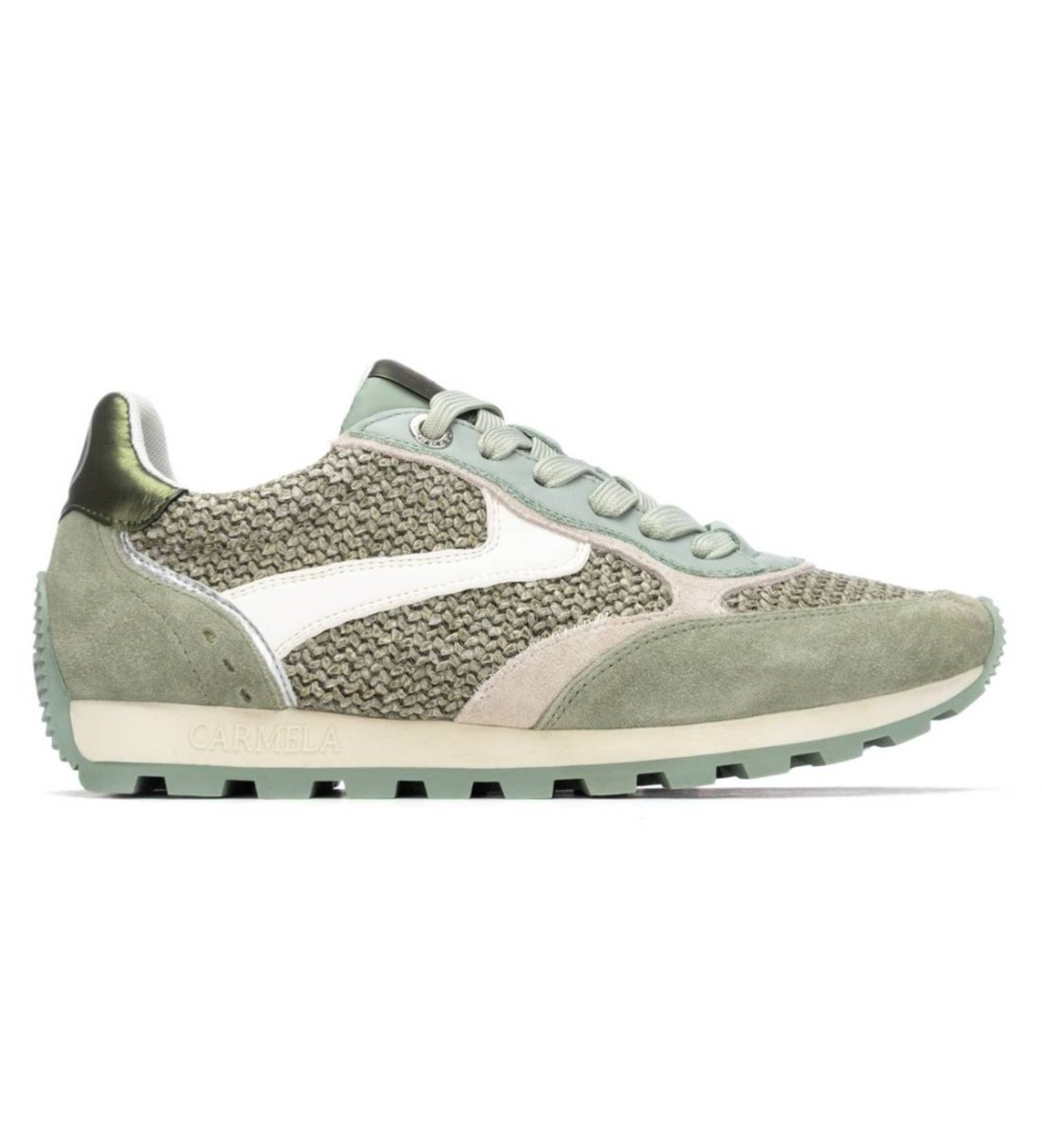 Carmela für Damen. 16323003-AQUA Turnschuhe 163230 grün (39), Stoff, Wohnung, Schnürsenkel, Lässig