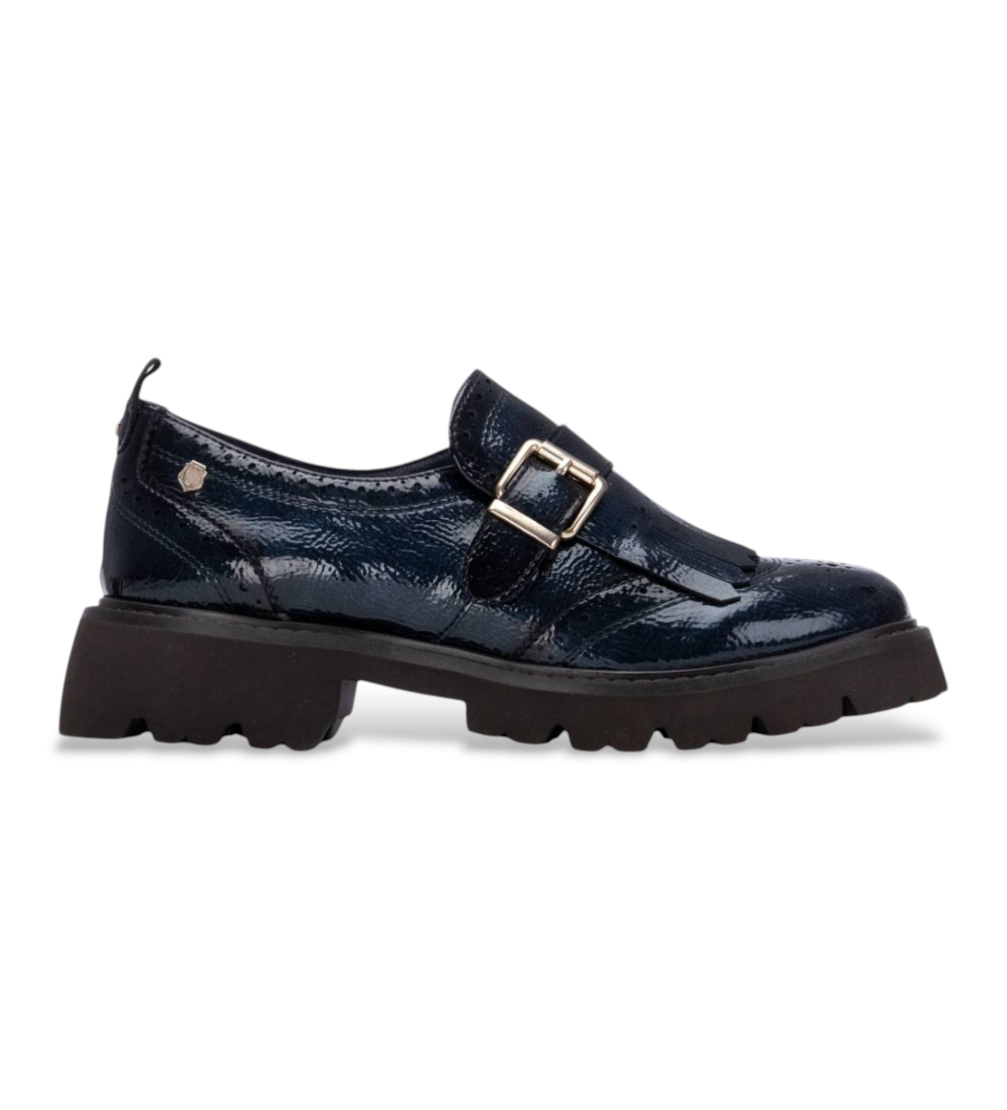 Carmela für Damen. 16259404-NAVY Schuhe 162594 navy (36), 1 bis 3 cm, Schnalle, Lässig, Lackleder, Marine