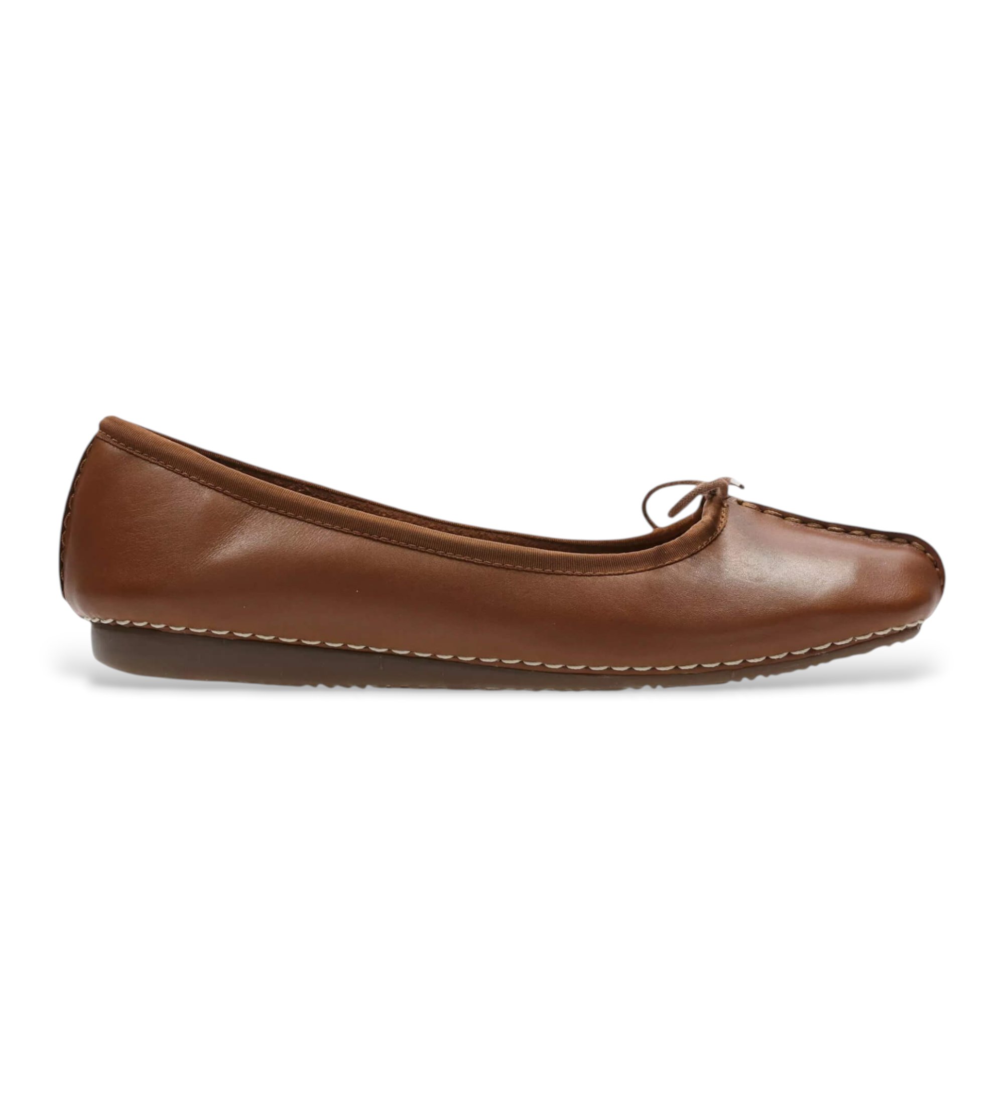 Clarks für Damen. 20352930 Freckle Ice Ballerina Pumps aus braunem Leder (38), Wohnung, 1 bis 3 cm, Keine, Lässig, Klassisch