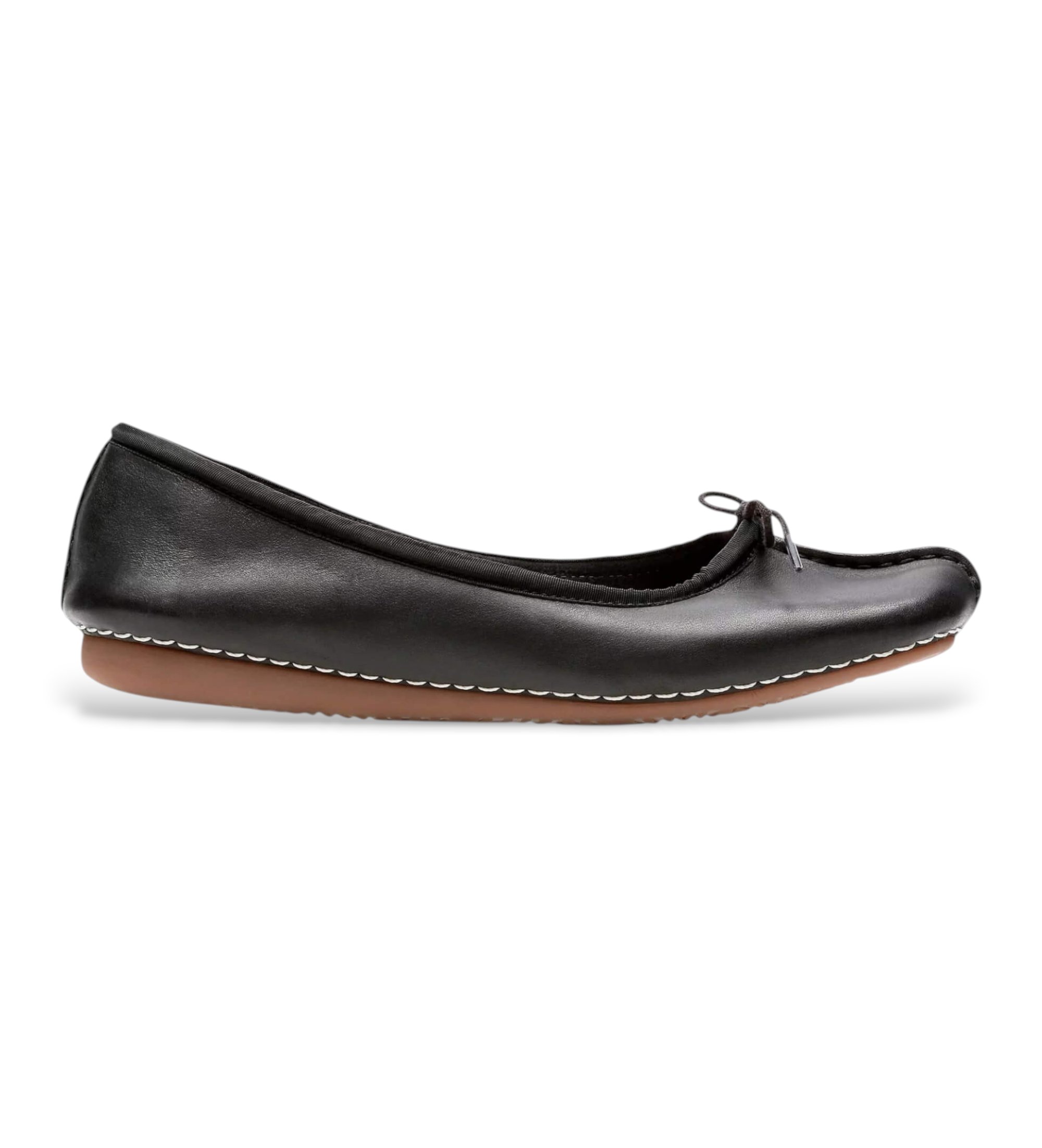 Clarks für Damen. 20352929 Leder Ballerinas Freckle Ice schwarz (38), Wohnung, 1 bis 3 cm, Keine, Lässig, Klassisch