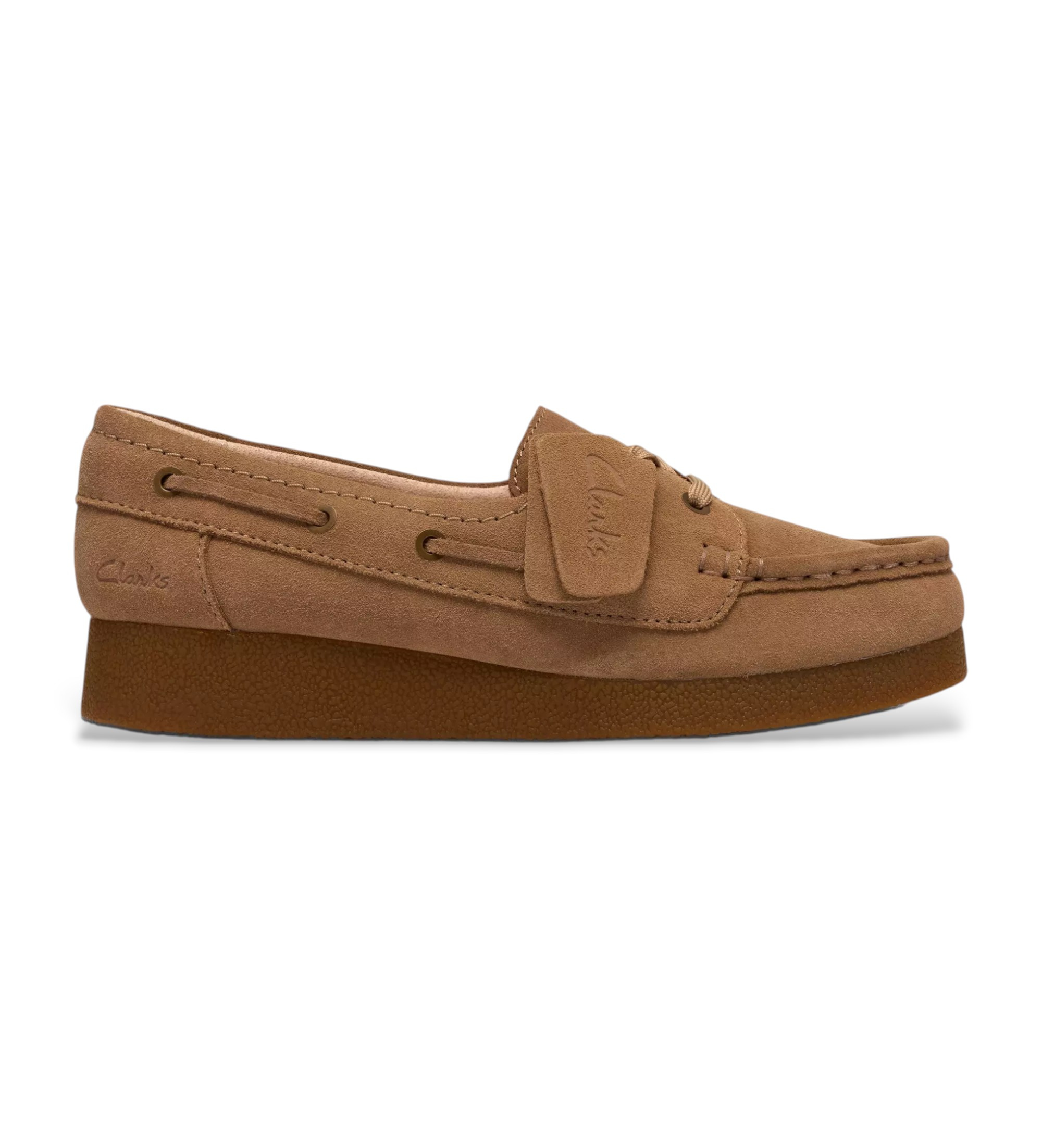 Clarks für Damen. 26186339 Polden Moc Wildleder Slipper braun (39), Wohnung, Schnürsenkel, Lässig