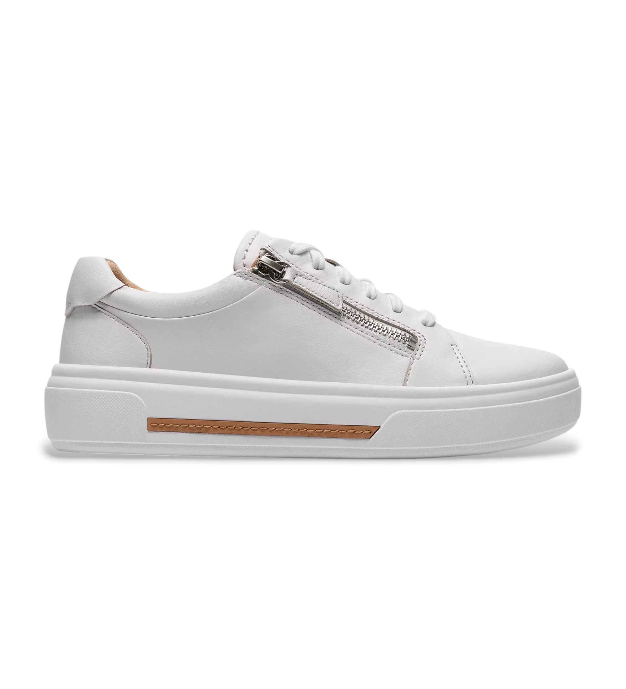 Clarks für Damen. 26185917 Hollyrose Zip Lederschuhe weiß (37), Wohnung, Wildleder, Schnürsenkel, Lässig