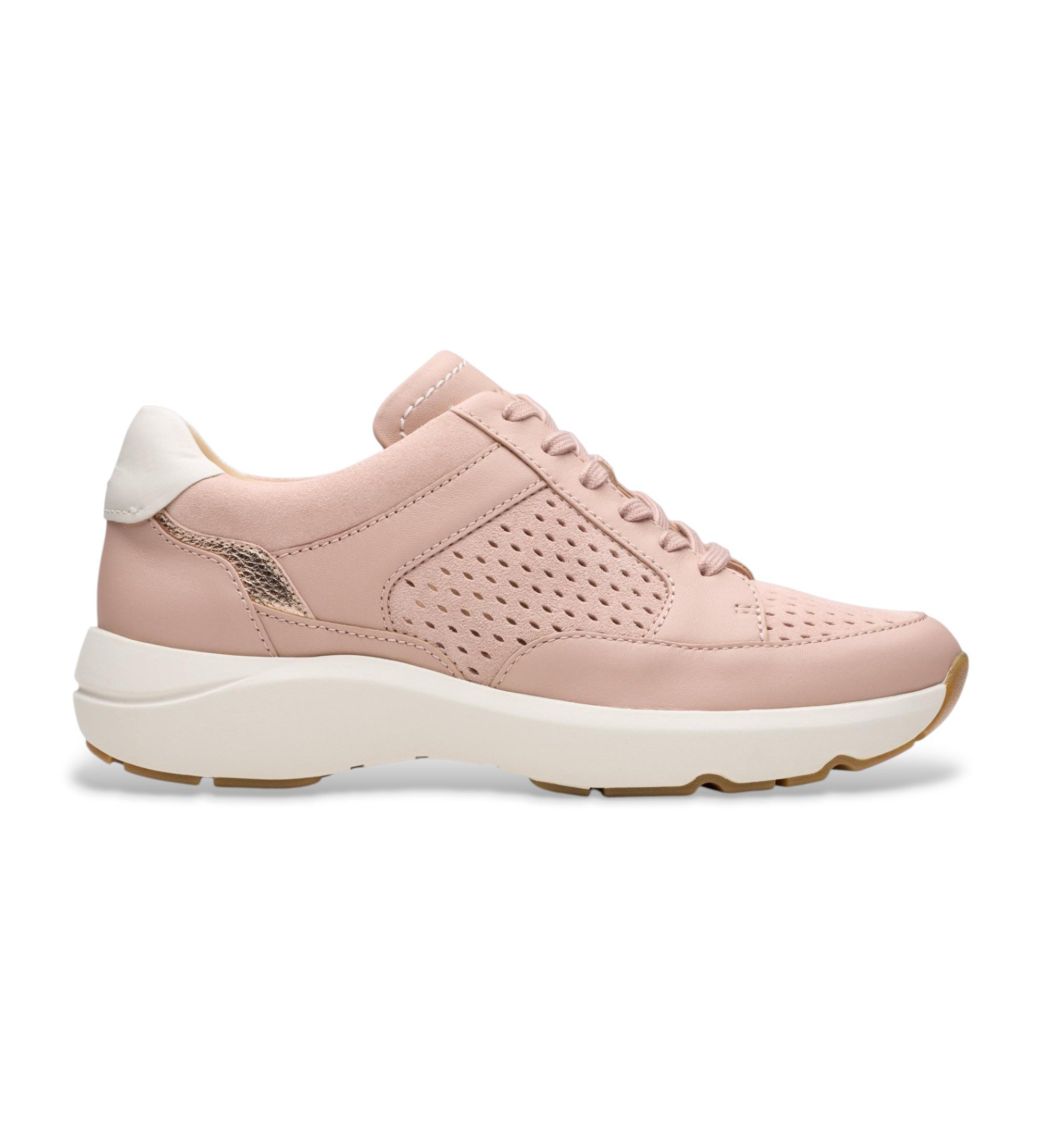Clarks für Damen. 26181465 Tivoli Walk Leder Turnschuhe rosa (40), 3 bis 5 cm, Schnürsenkel, Lässig
